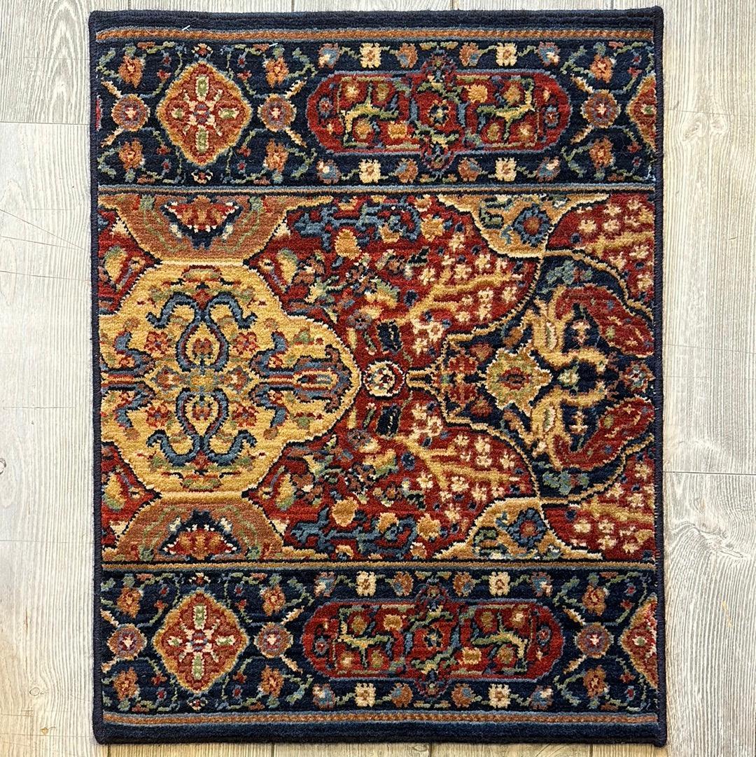 Karastan English Manor Hampton Court Sample Rug 24" x 30", Red & Navy