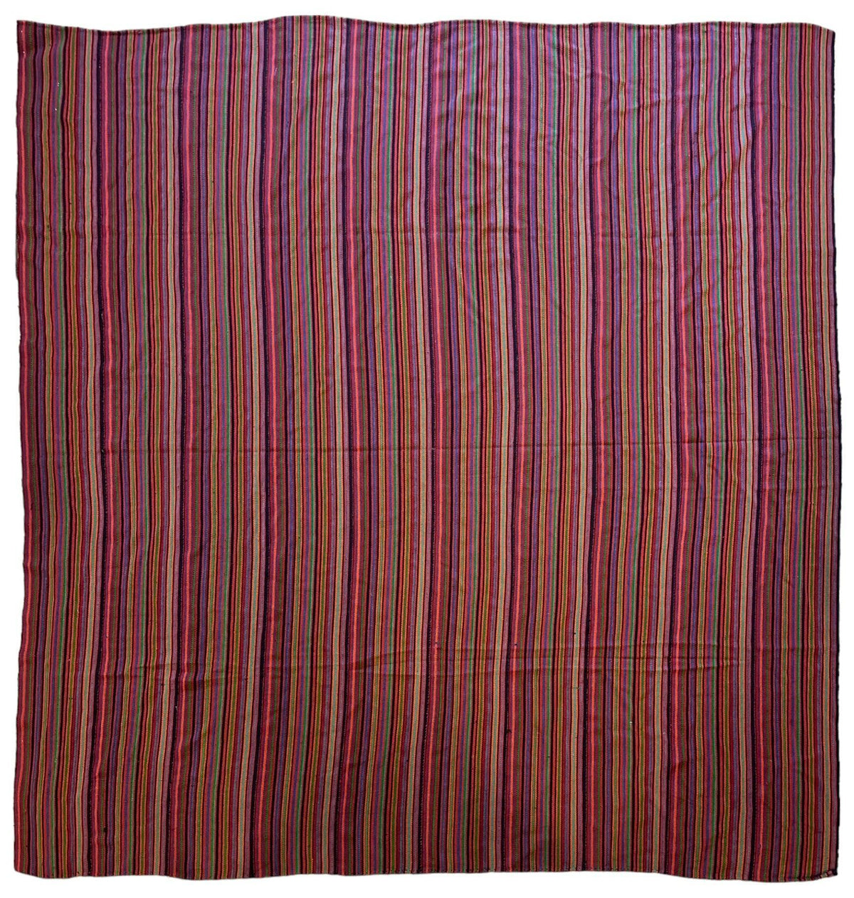 Antique Persian Jajim Square Rug 8'9" x 9'1", Hand-Woven Wool, 1920s