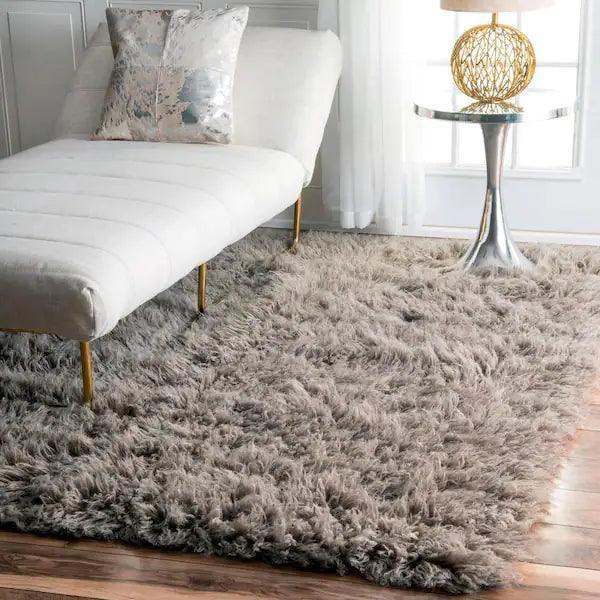 nuLOOM Greek Flokati Shag Rug 8' x 10', Wool, Natural Gray, view 2