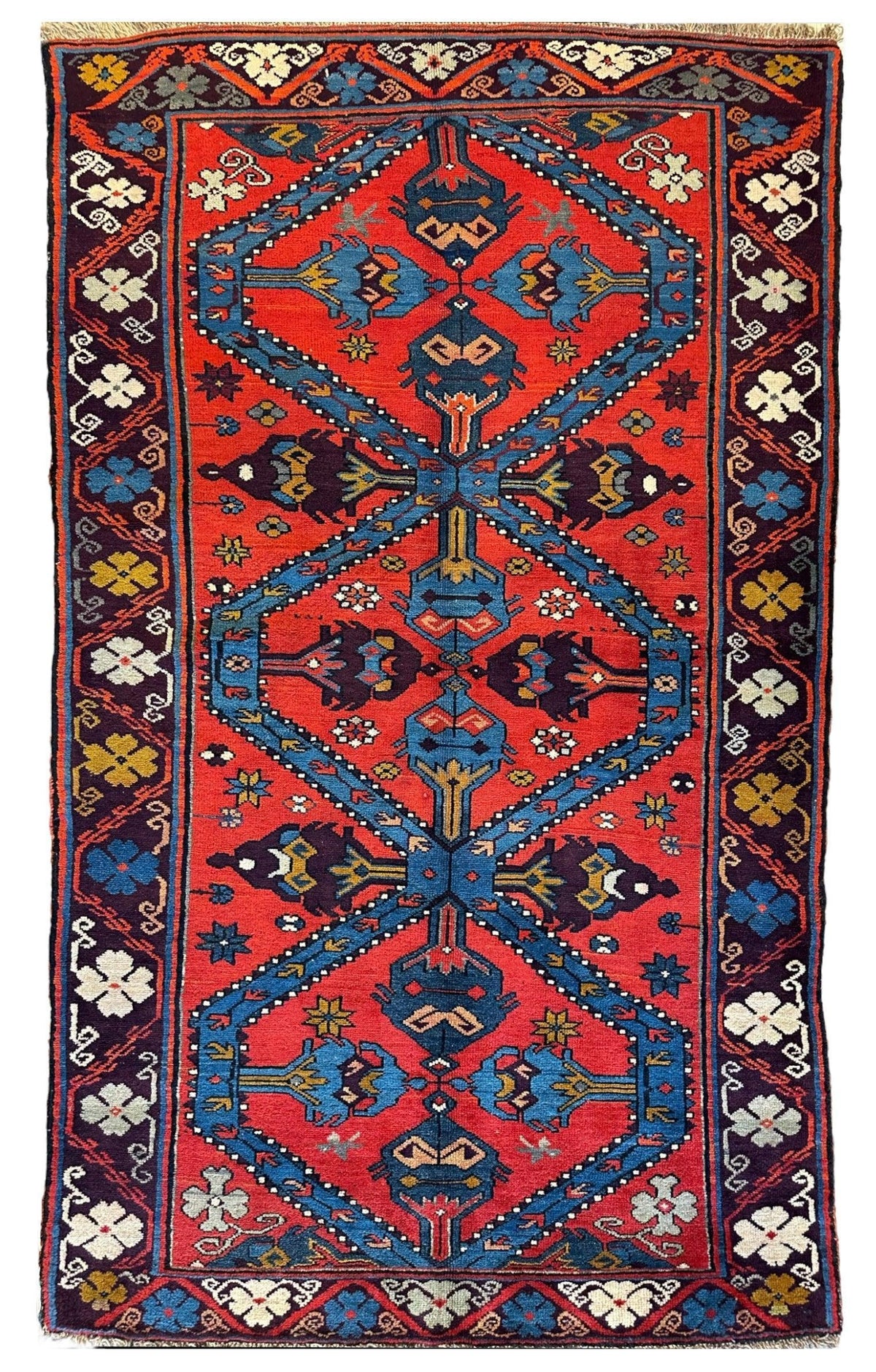 Vintage Caucasian Derbent Prayer Rug 3'11" x 6'7", Hand-Knotted Wool