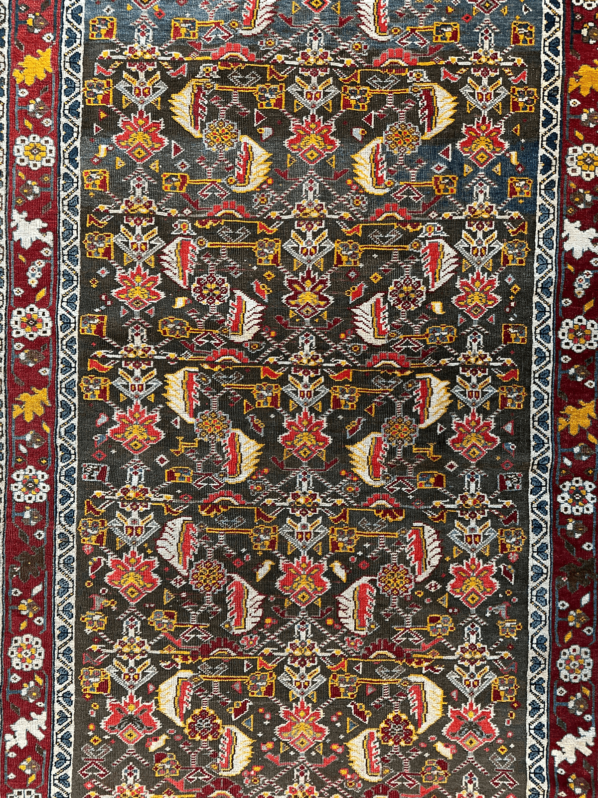 Antique Persian Qashqai Rug 3'2" x 6'8", Hand-Knotted Wool, 1920s, view 2