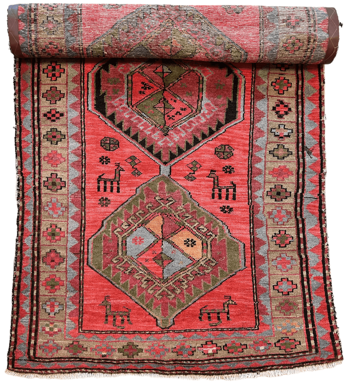 Antique Caucasian Runner 3'7" x 9'2", Hand-Knotted Wool, 1910s