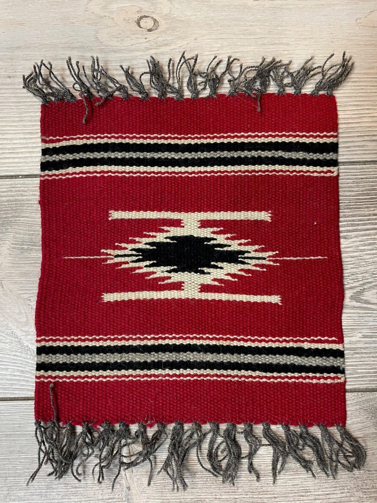Vintage Zapotec Rug 9" x 12", Hand-Woven Wool, 1980s