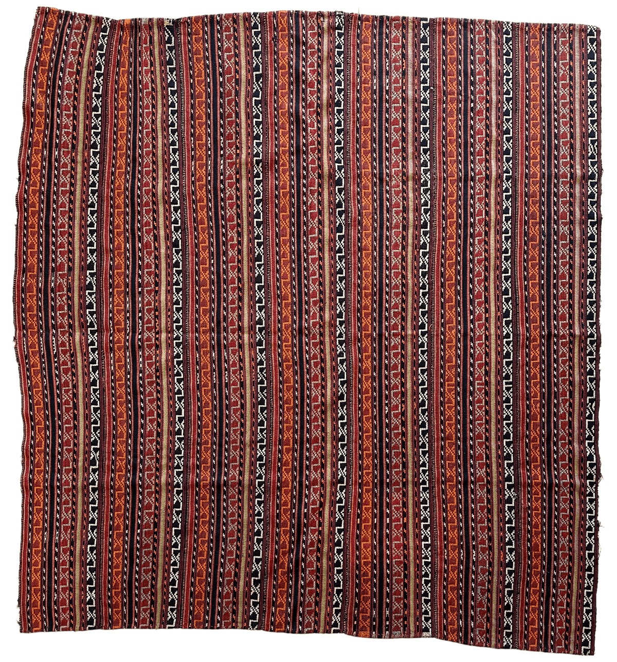 Antique Caucasian Jajim Square Rug 6'4" x 6'8", Hand-Woven Wool
