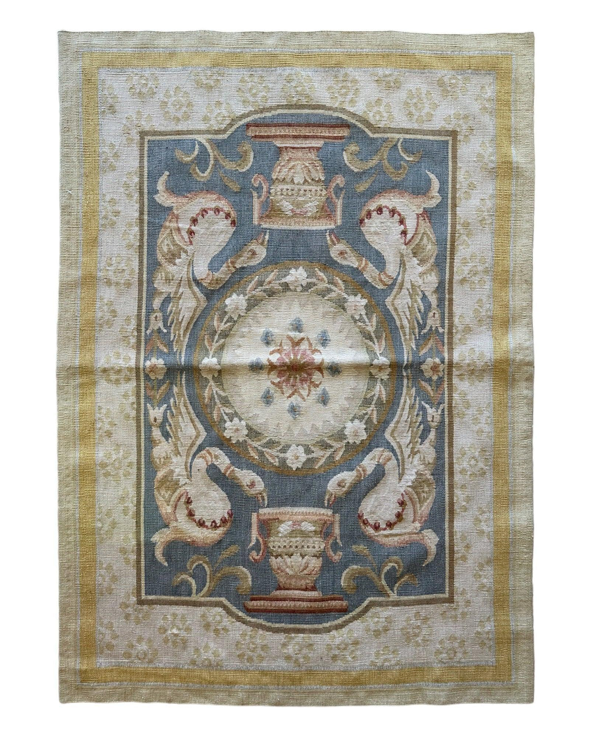 Vintage Chinese Rug 3'1" x 3'7", Hand-Knotted Wool, Art Deco