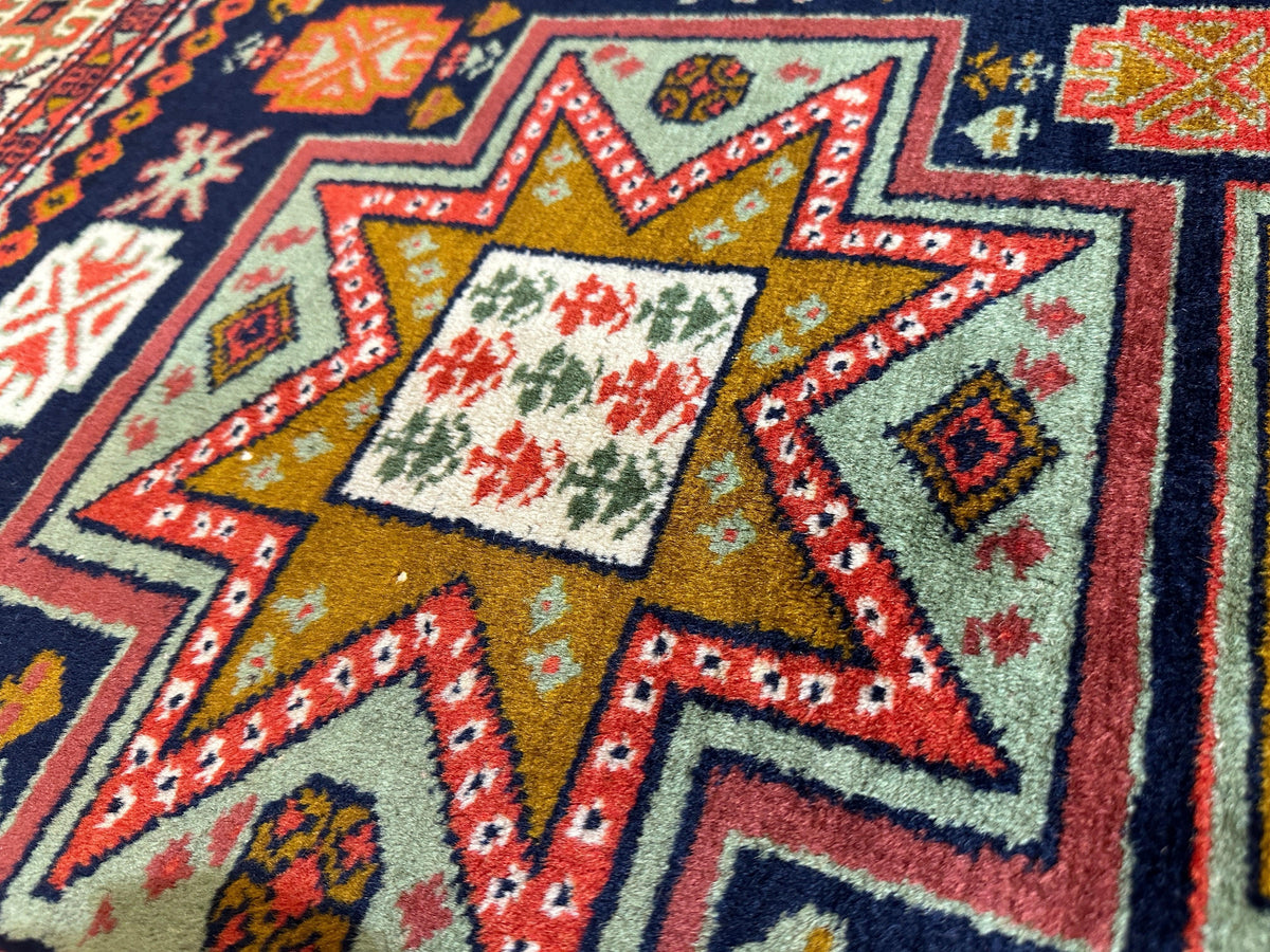 Vintage Armenian Karabakh Rug 4'2" x 7'1", Hand-Knotted Wool, 1960s, view 2