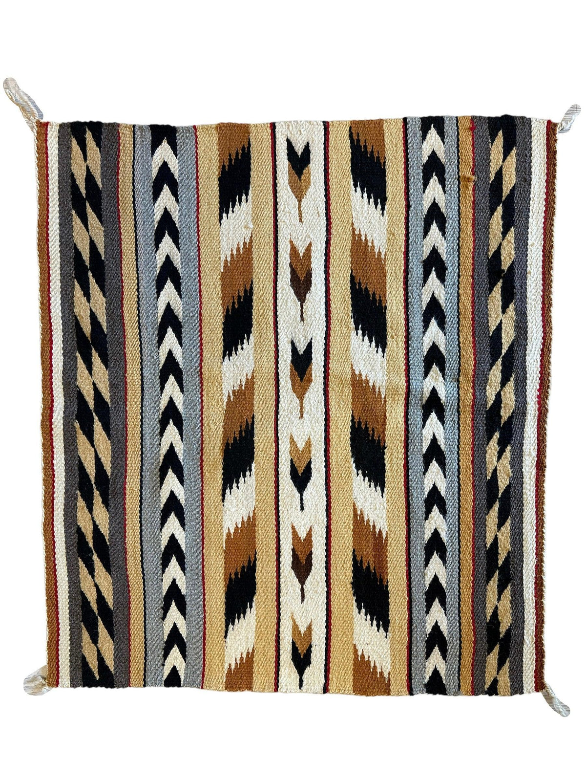 Vintage Navajo Rug 29" x 32", Hand-Woven Wool, Cream