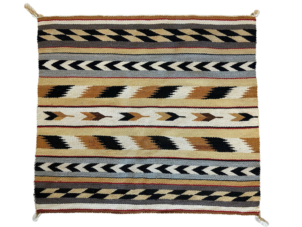 Vintage Navajo Rug 29" x 32", Hand-Woven Wool, Cream, view 2