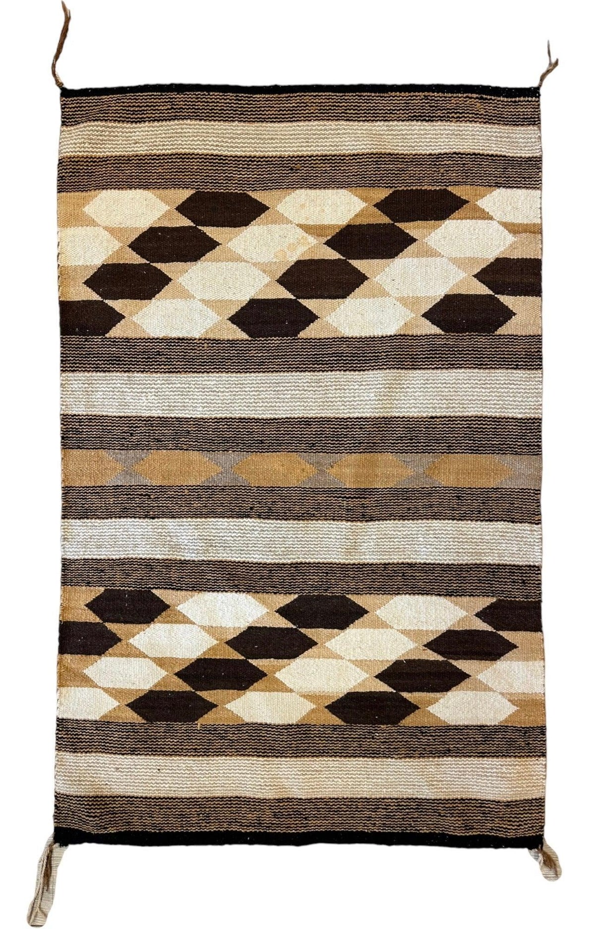 Vintage Navajo Rug 2'9" x 4'2", Hand-Woven Wool, Cream