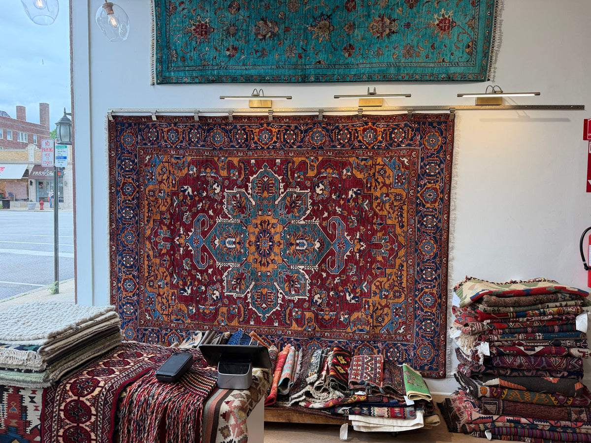 Hand-knotted rugs in the Rugistan® Evanston showroom | Rug care guide