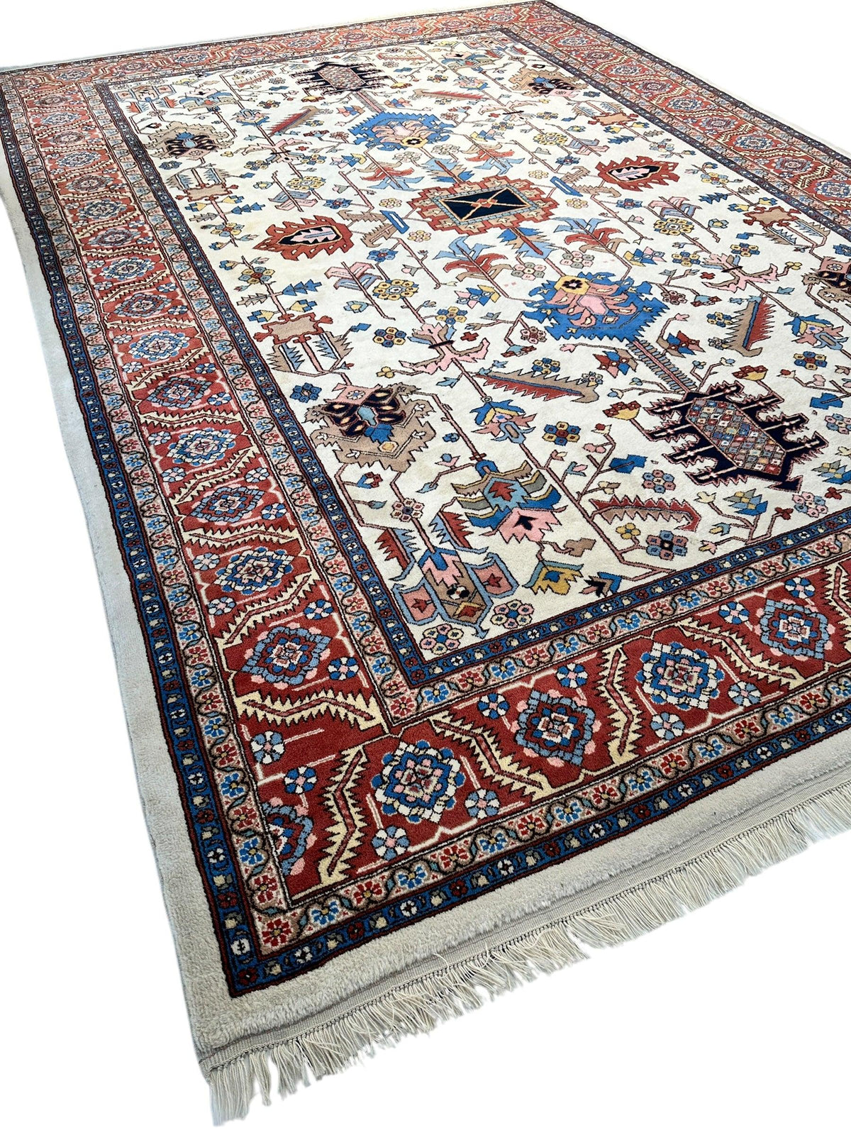 Vintage Afghan Serapi Rug 10'10" x 15'10", Hand-Knotted Wool, Blue, view 5