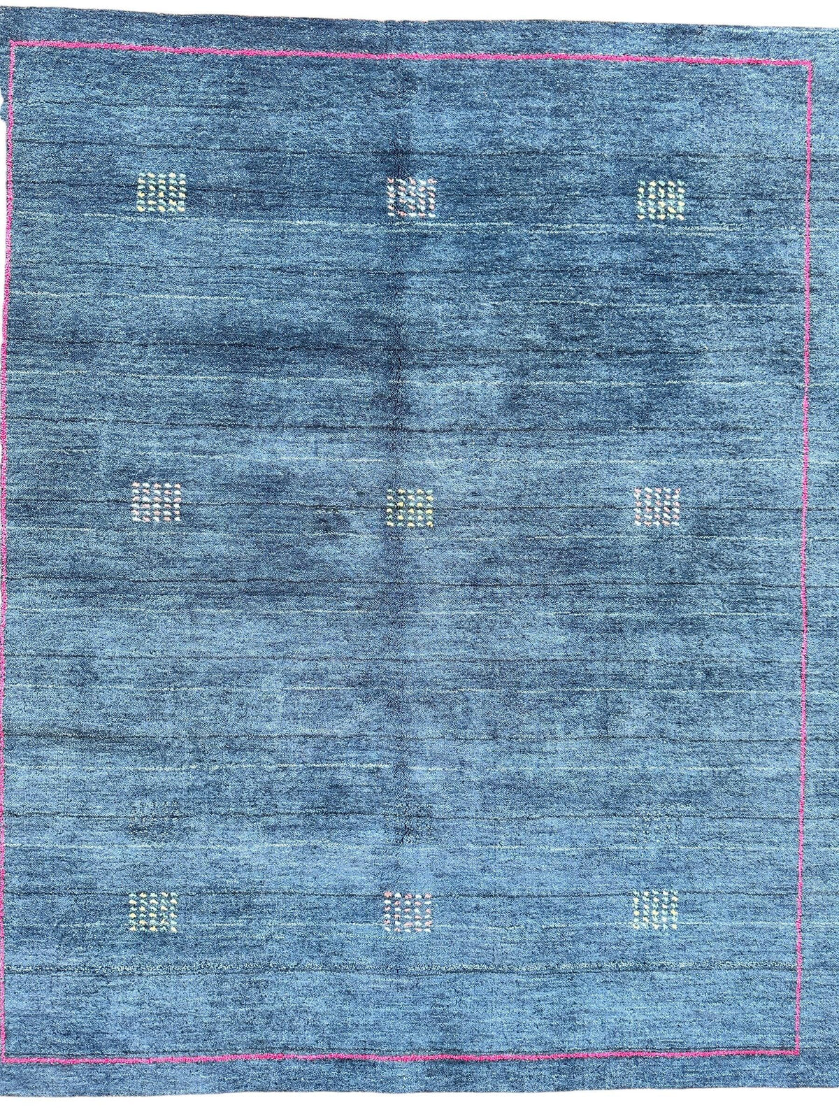 Indian Gabbeh Rug 4'11" x 6'9", Hand-Loomed Wool & Bamboo Silk, Blue, view 6