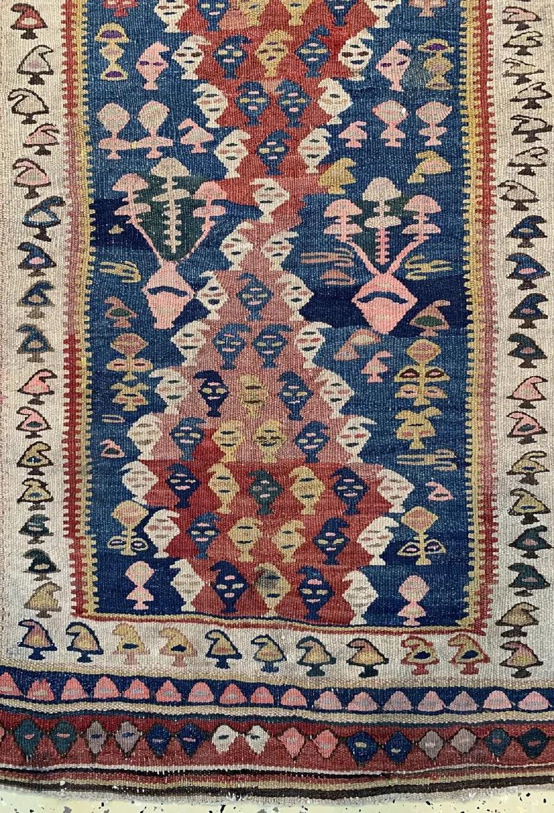 Antique Persian Bidjar Kilim Runner 3'8" x 10'10", Hand-Woven Wool, view 4