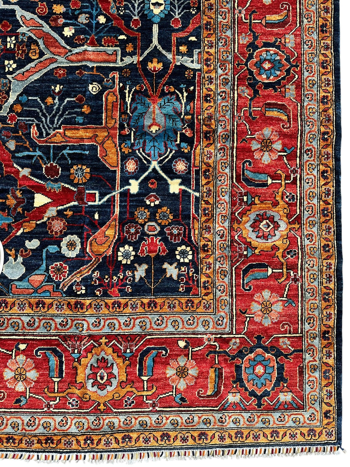 Afghan Bidjar Rug 9' x 12', Hand-Knotted Wool, Blue, Gold & Ivory, view 6