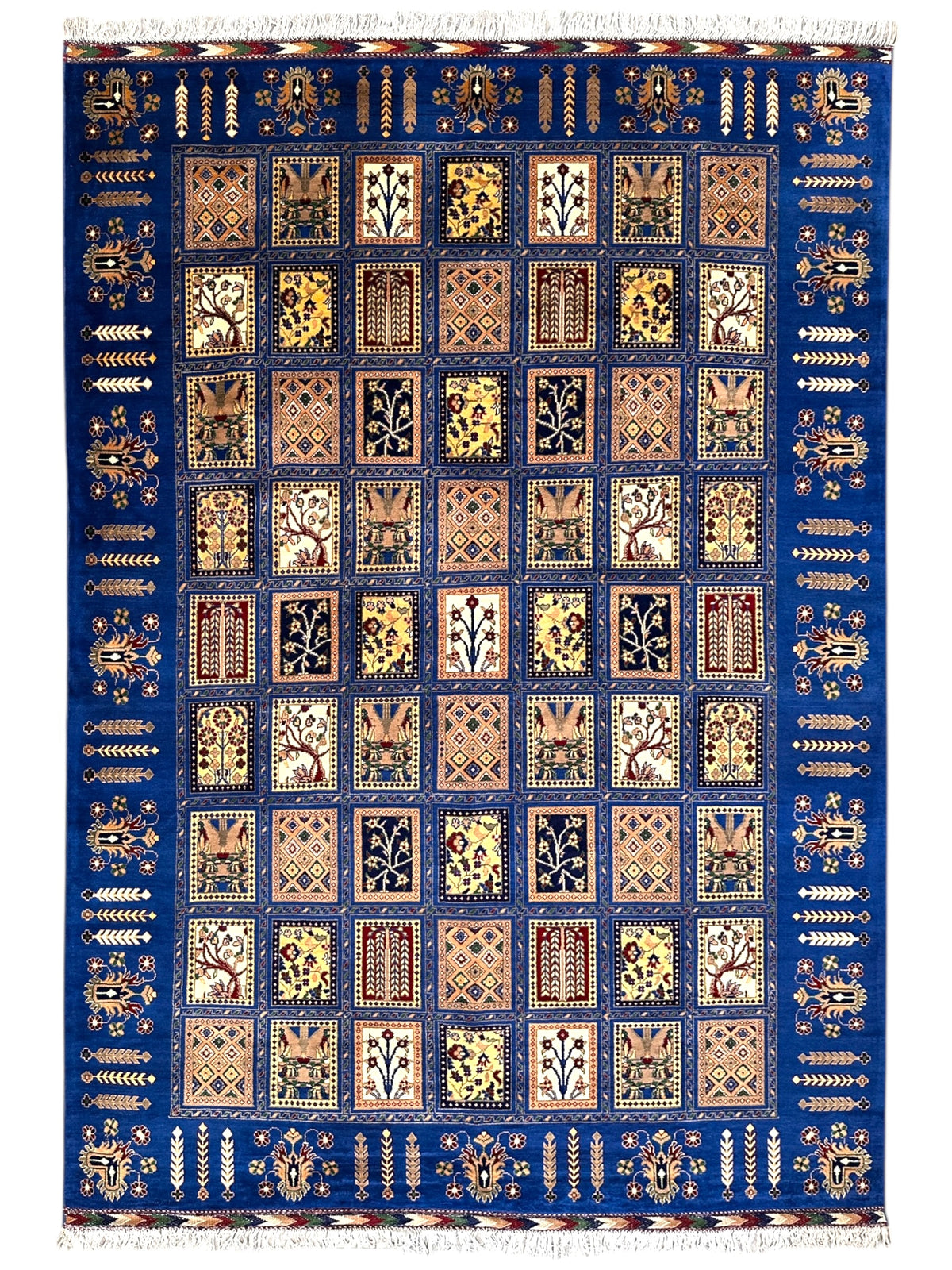 Afghan Bakhtiari Rug 6'9" x 9'8", Hand-Knotted Wool, Garden Design