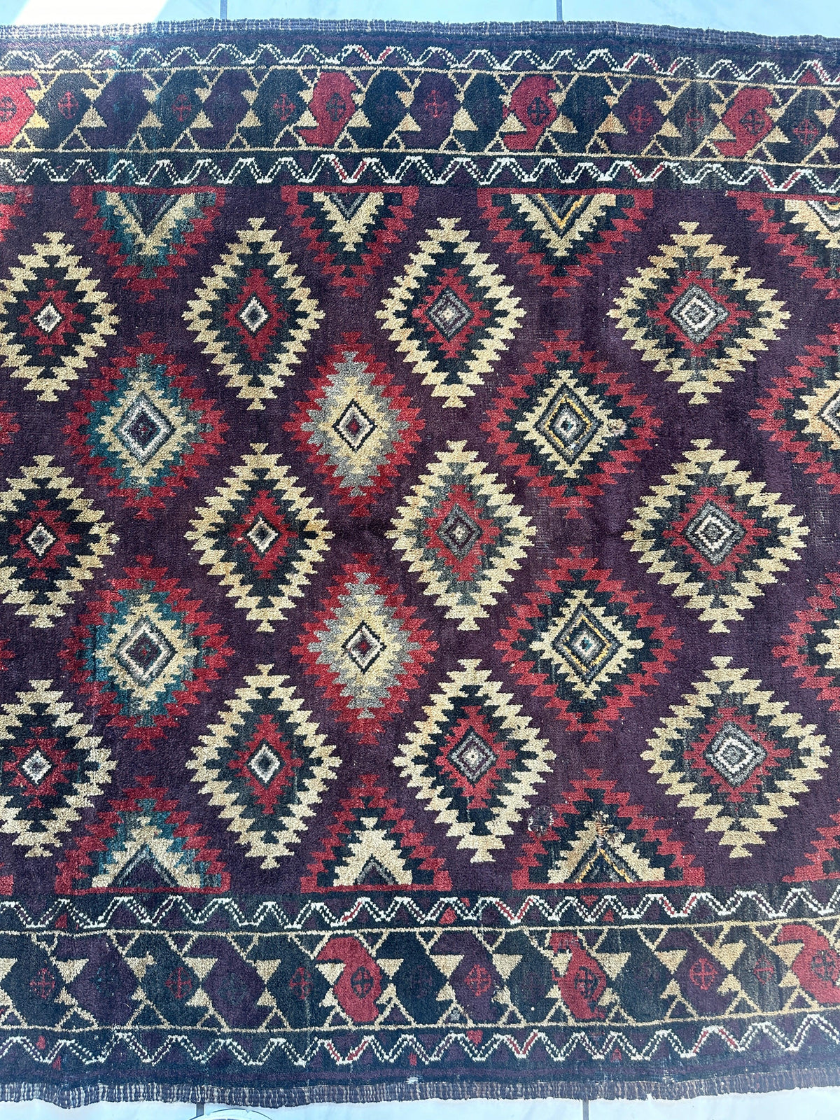 Antique Afghan Baluch Rug 4'5" x 8'6", Hand-Knotted Wool, c. 1900, view 6