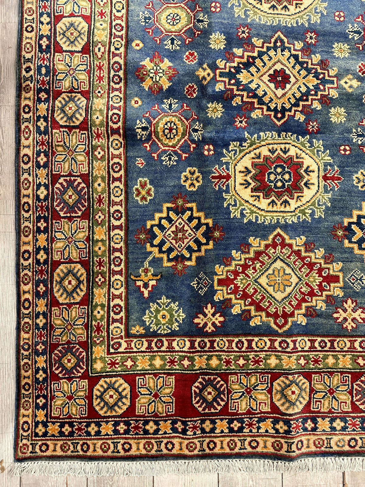 Afghan Super Kazak Rug 4'11" x 6'9", Hand-Knotted Wool, Red, view 6
