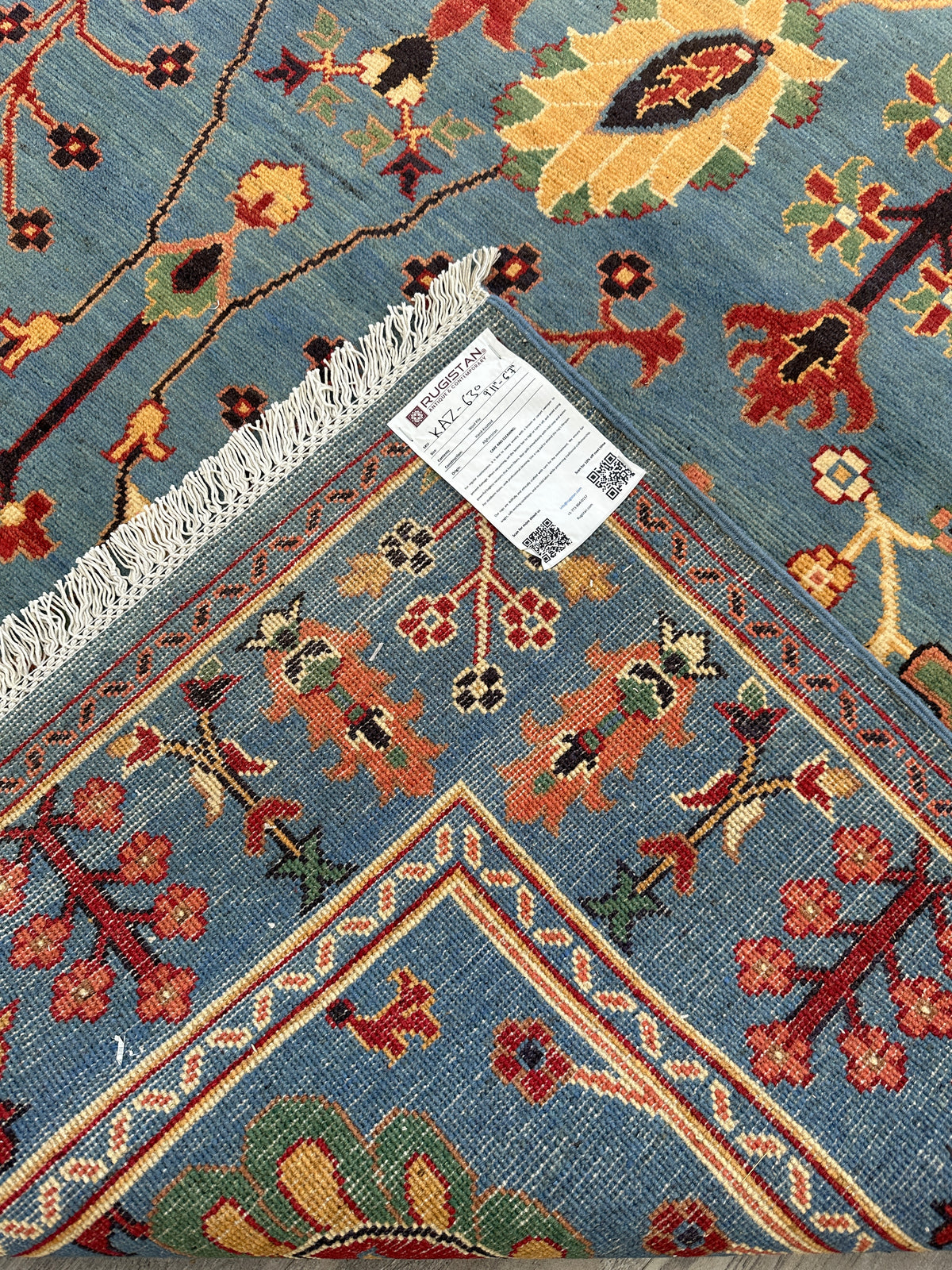 Afghan Kazak Rug 6'7" x 9'11", Hand-Knotted Wool, Tree of Life, view 8