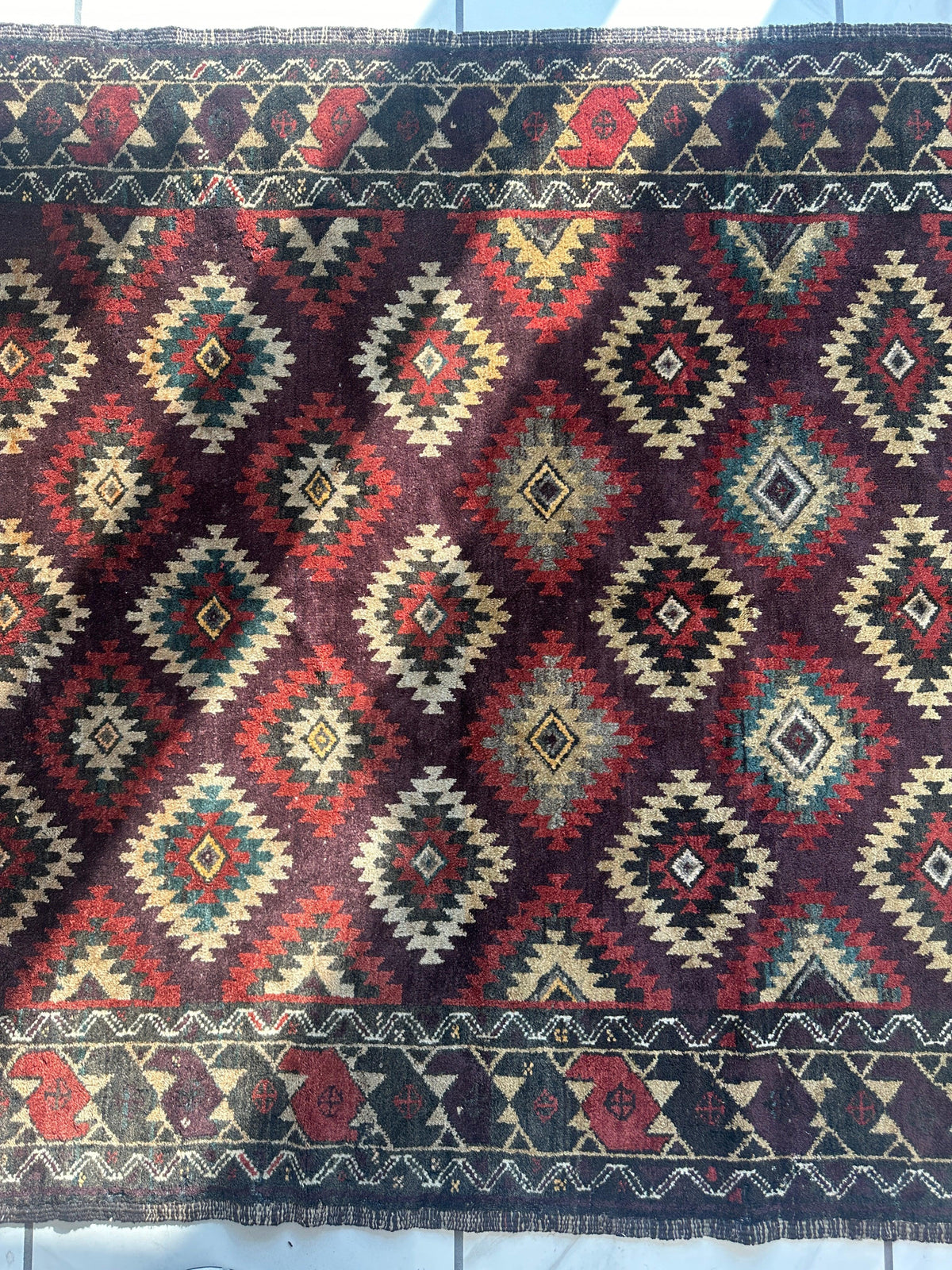 Antique Afghan Baluch Rug 4'5" x 8'6", Hand-Knotted Wool, c. 1900, view 8