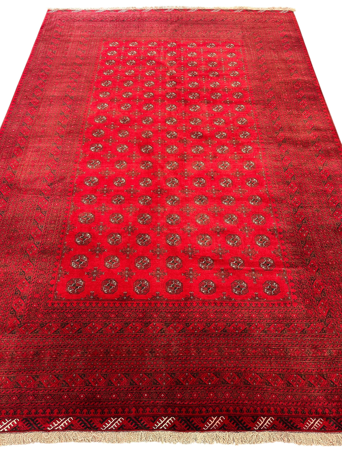 Afghan Mauri Rug 6x9, Red, Burgundy & Ivory, Hand-Knotted Wool, view 2