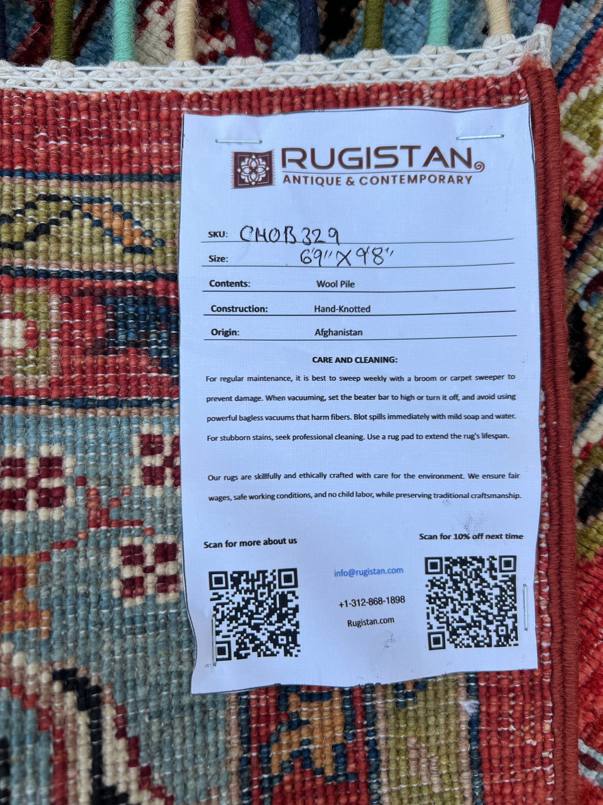 Afghan Chobi Sultani Rug 7x10 | Red, Light Blue & Ivory | Hand-Knotted Wool