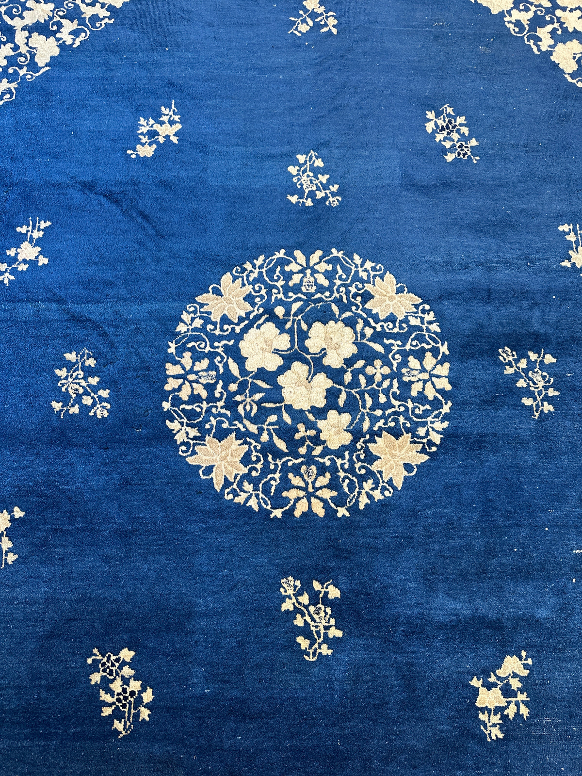 Antique Chinese Rug 9' x 11'6", Hand-Knotted Wool, 19th-Century, view 3