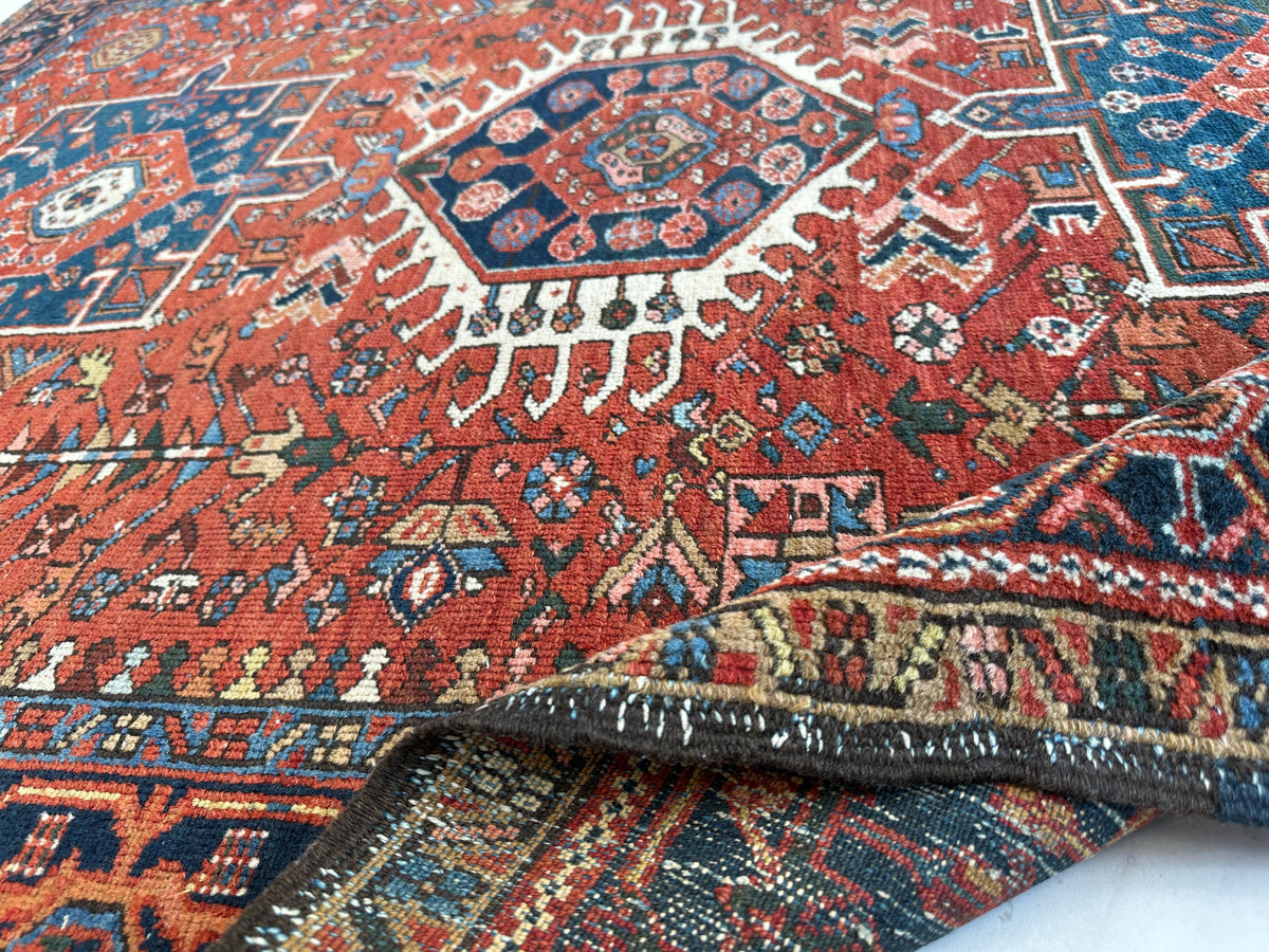 Antique Persian Karaja Rug 4'9" x 6', Hand-Knotted Wool, c. 1900, view 19