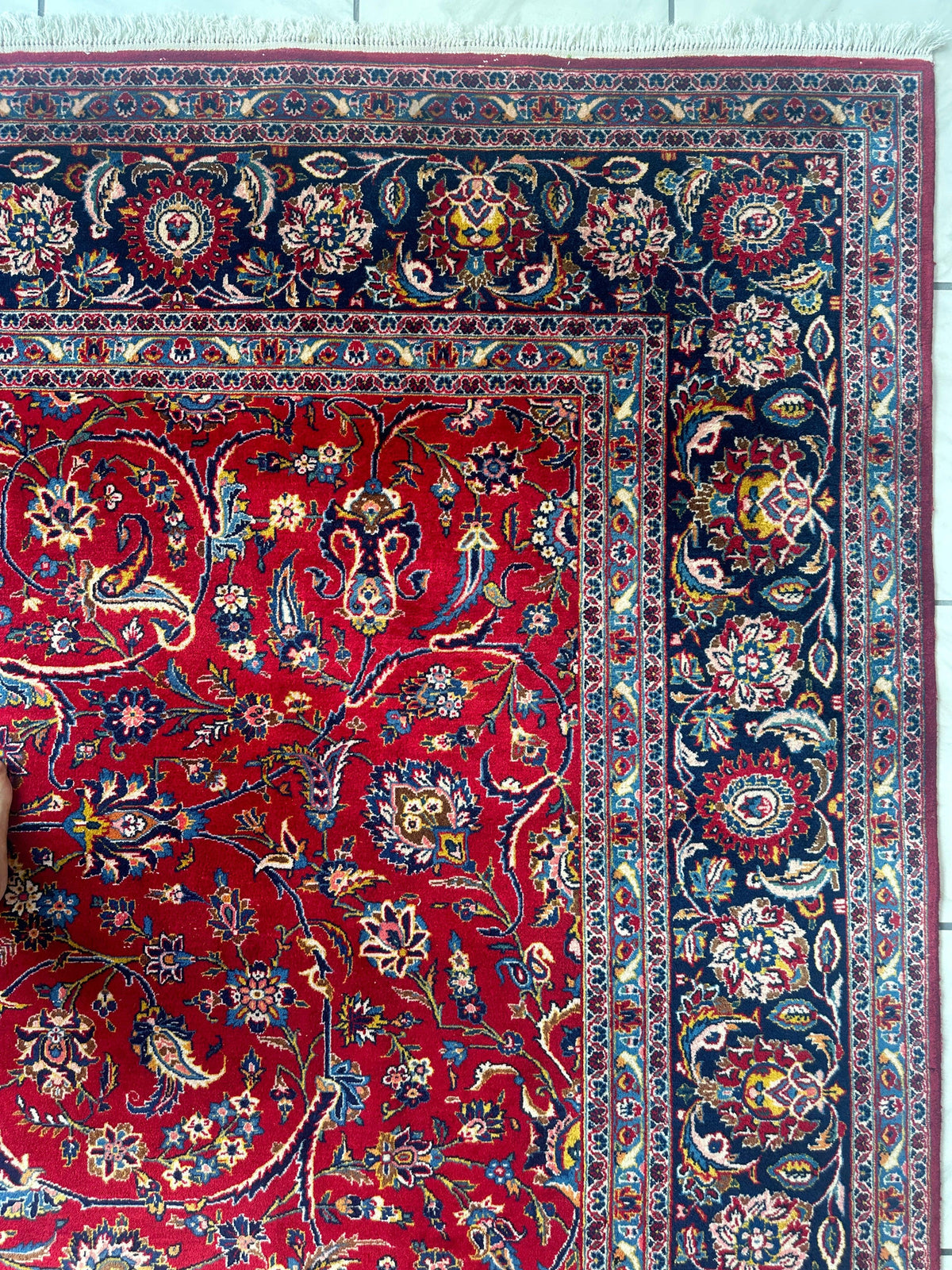 Incredible Persian Kashan All Over Wool Rug 10’2” x 14’, view 13