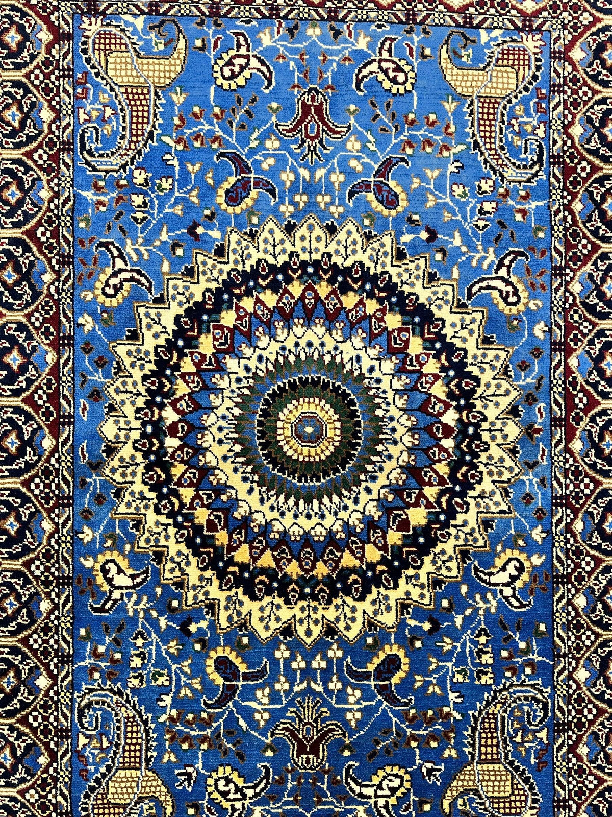Afghan Rug 3x5, Blue, Navy & Ivory, Hand-Knotted Wool, view 5
