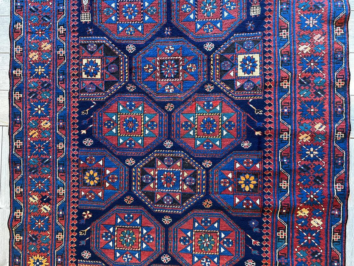 Antique Caucasian Shirvan Rug 4'10" x 10'2", Hand-Knotted Wool, 1880s, view 5