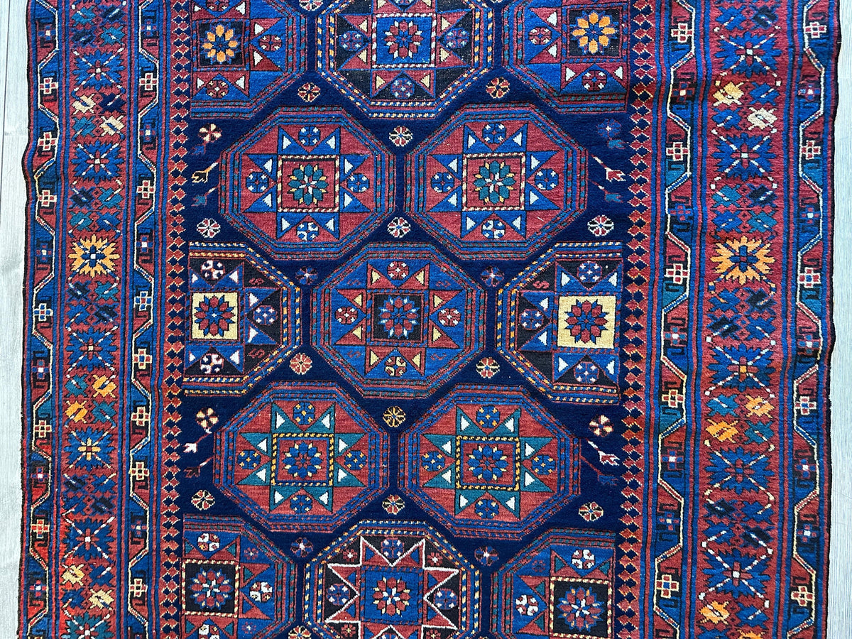 Antique Caucasian Shirvan Rug 4'10" x 10'2", Hand-Knotted Wool, 1880s, view 6