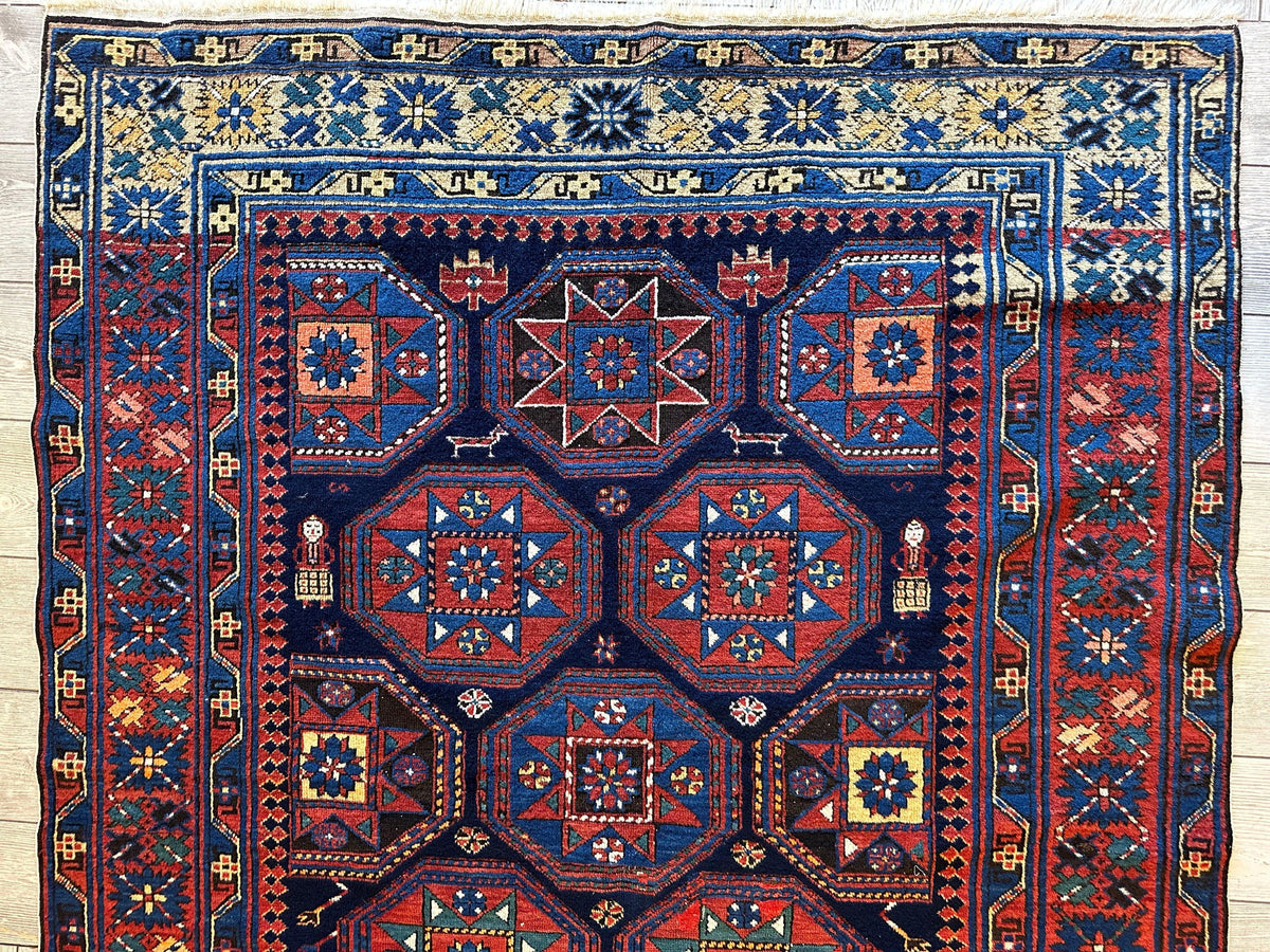 Antique Caucasian Shirvan Rug 4'10" x 10'2", Hand-Knotted Wool, 1880s, view 7