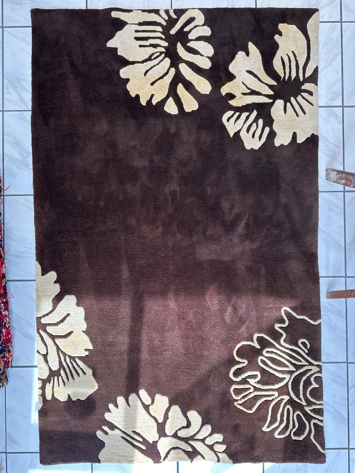 Wool Rug 5'1" x 8'2", Hand-Woven, view 6