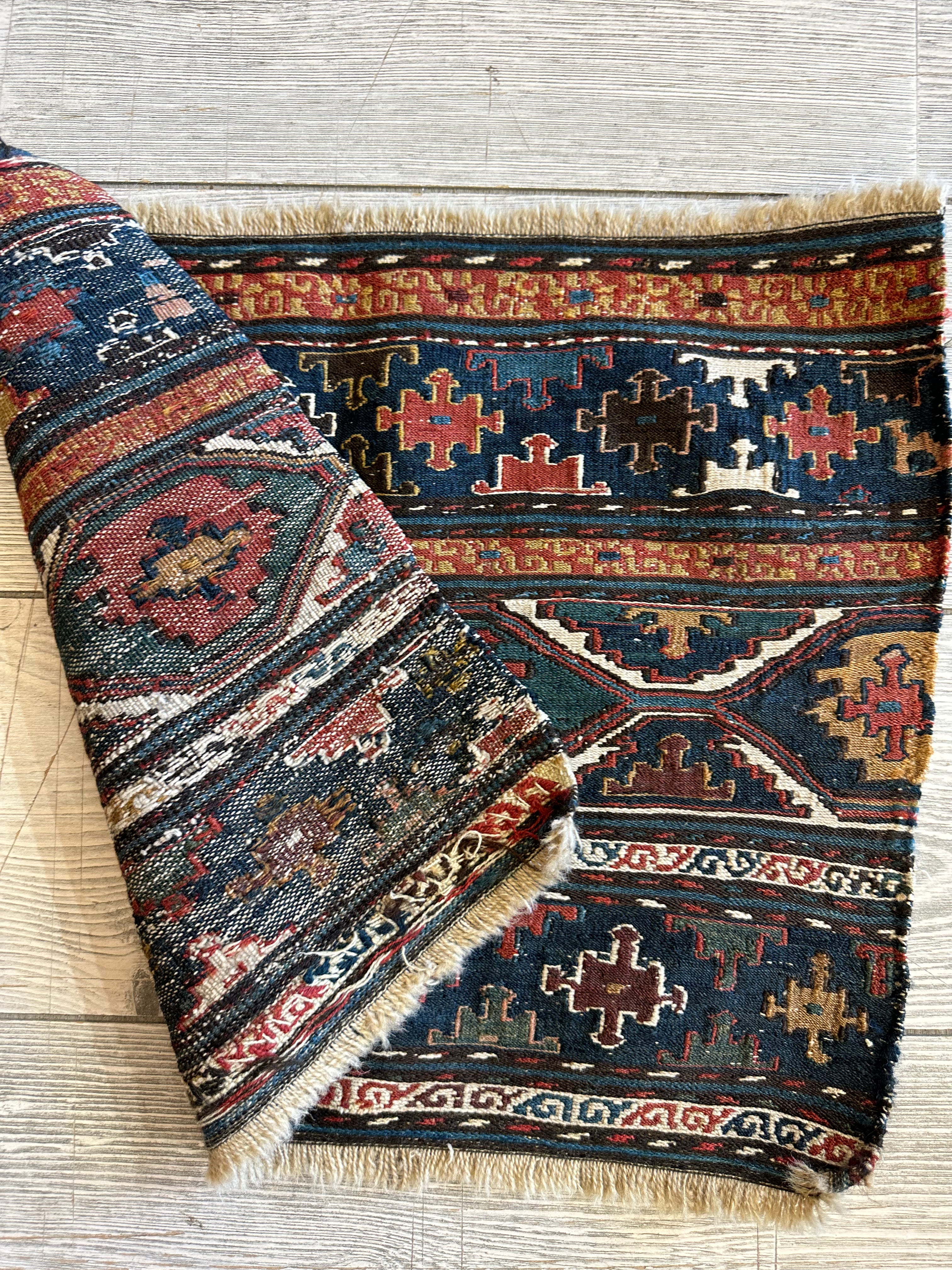 Antique Shahsavan Cradle Panel 16" x 18", Hand-Knotted Wool, c. 1900, view 3