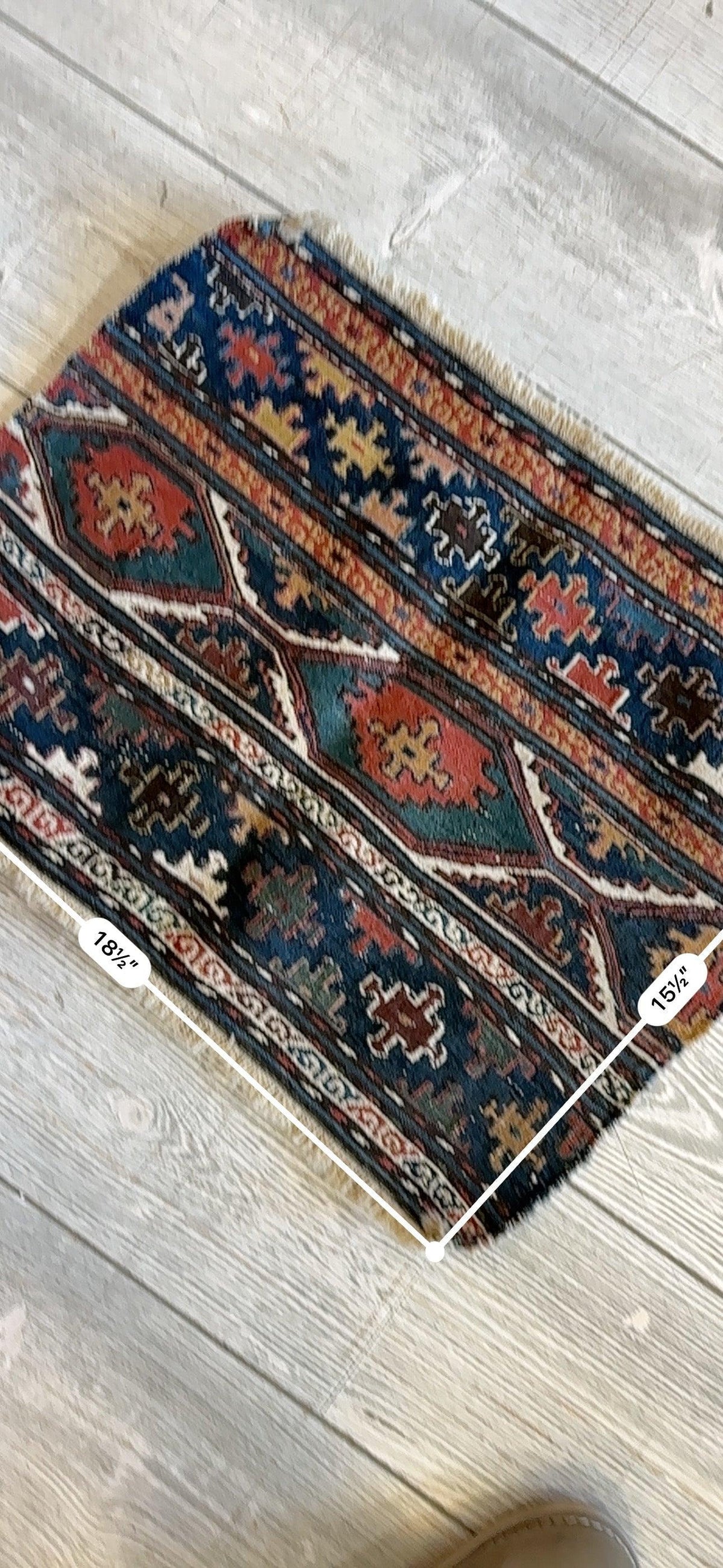 Antique Shahsavan Cradle Panel 16" x 18", Hand-Knotted Wool, c. 1900, view 4