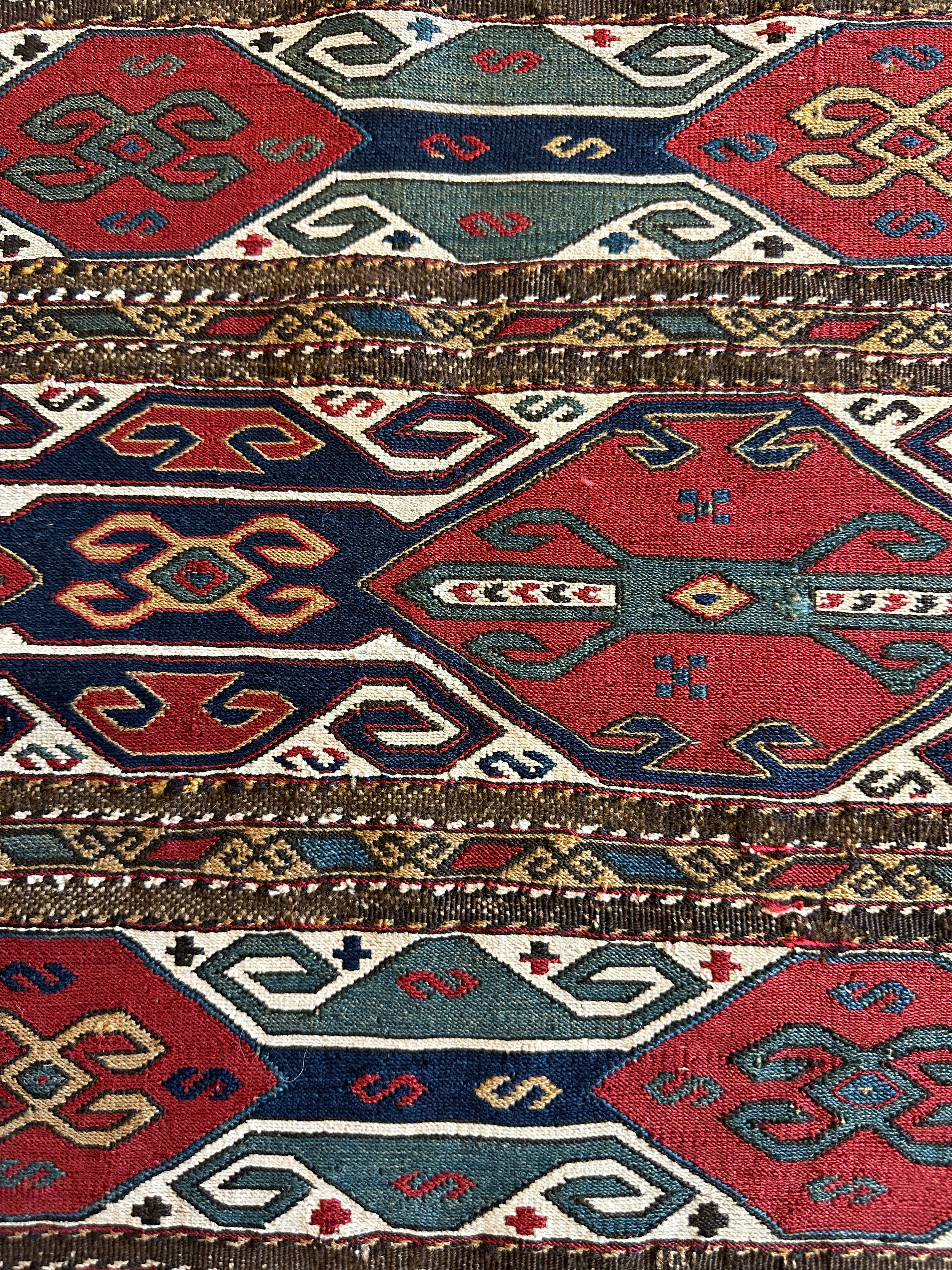Antique Caucasian Cradle Panel 18" x 18", Hand-Knotted Wool, c. 1900, view 2