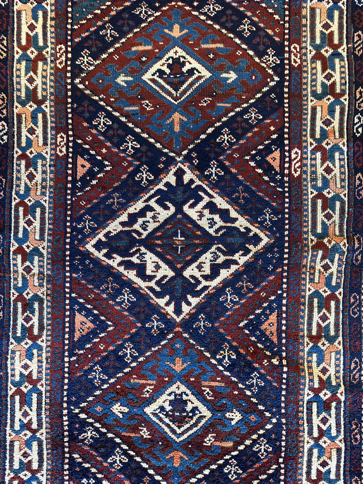 Antique Persian Kurdish Rug 3'6" x 6'3", Hand-Knotted Wool, 1920s, view 3