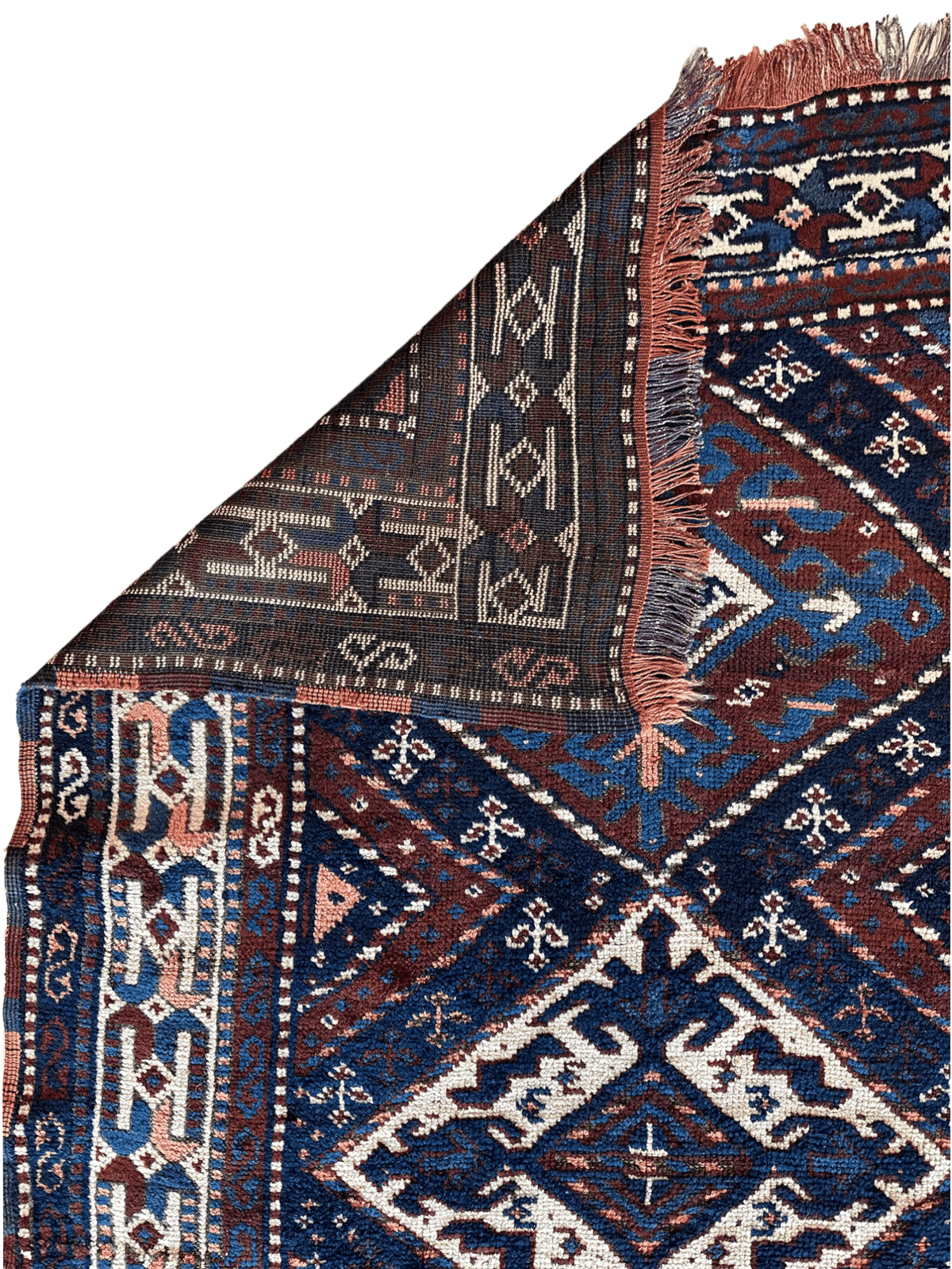 Antique Persian Kurdish Rug 3'6" x 6'3", Hand-Knotted Wool, 1920s, view 6