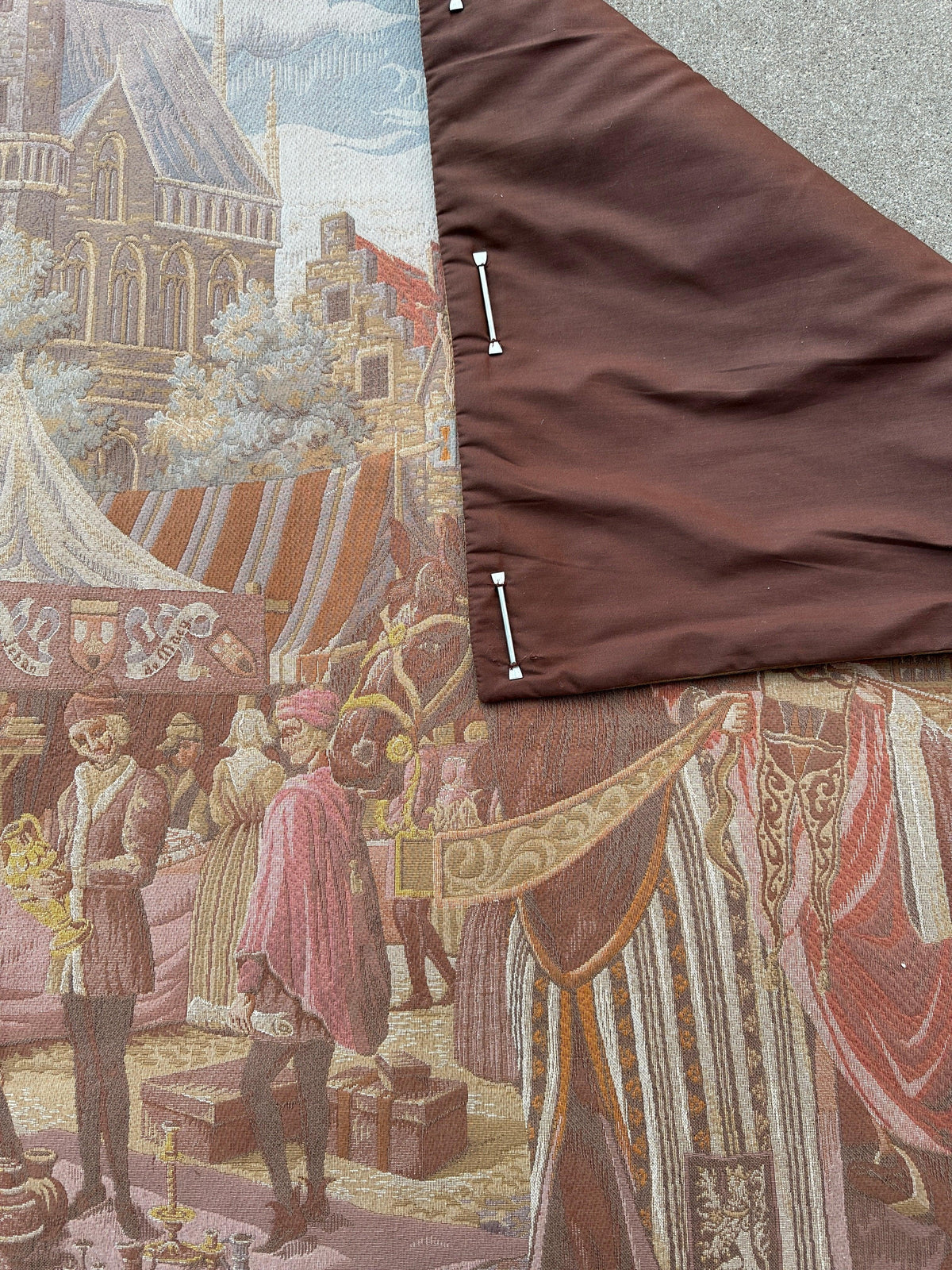 Vintage Belgian Tapestry 4'1" x 6'4", Hand-Woven Wool, 1990s, view 8
