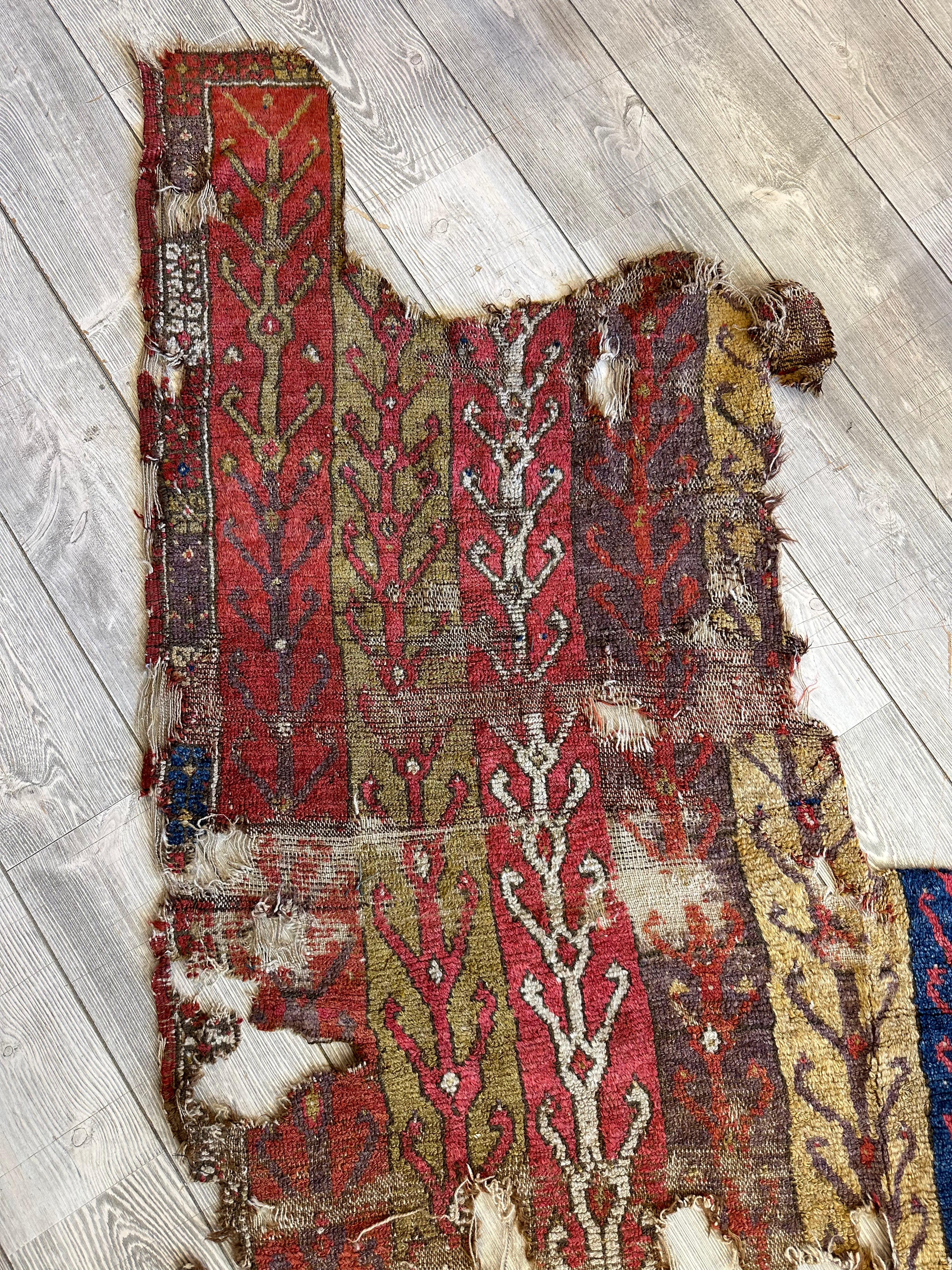 Anatolian Tribal Rug Fragment, 19th Century Wool Textile Art 70" x 52", view 3