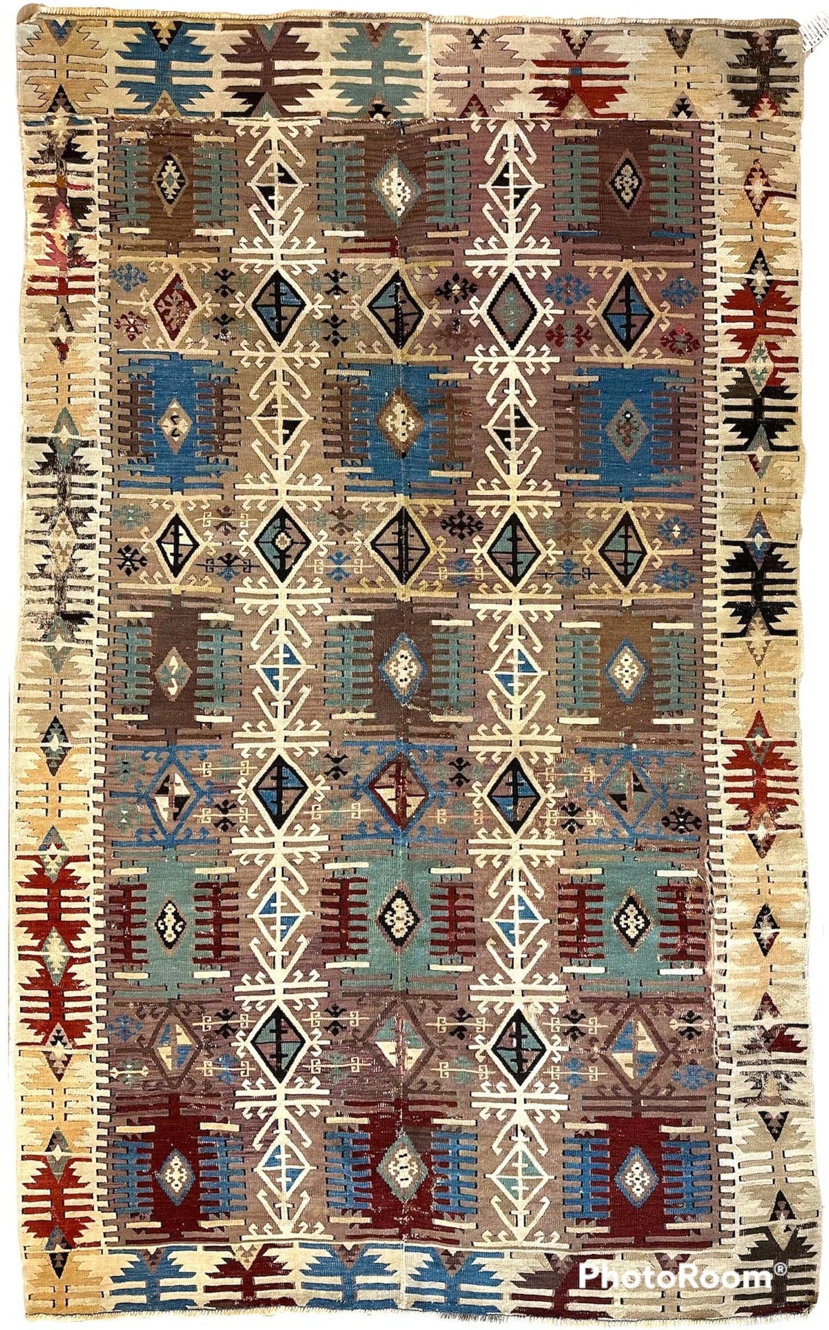 Antique Turkish Reyhanli Kilim 5' x 8'3", Hand-Woven Wool, Red