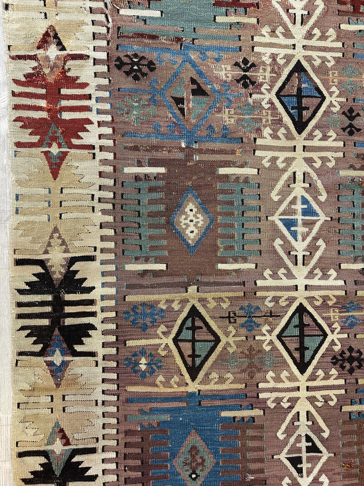 Antique Turkish Reyhanli Kilim 5' x 8'3", Hand-Woven Wool, Red, view 10