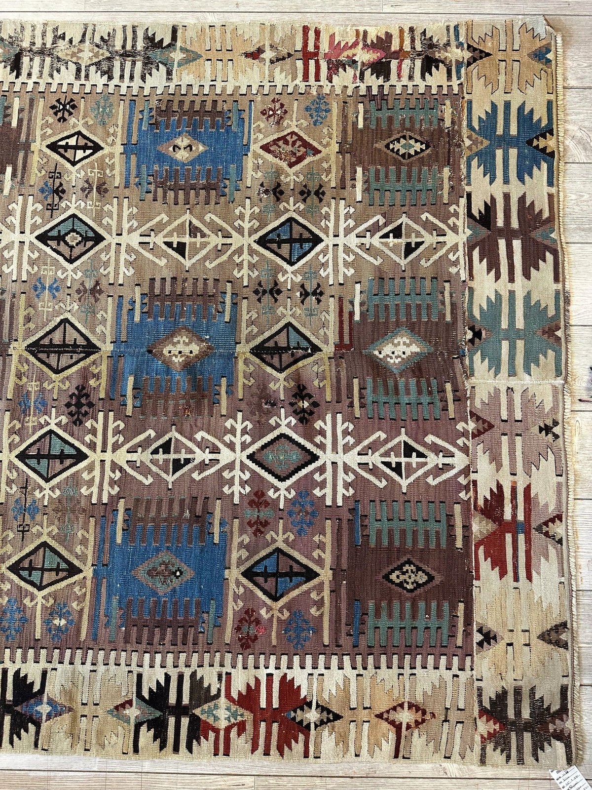 Antique Turkish Reyhanli Kilim 5' x 8'3", Hand-Woven Wool, Red, view 13