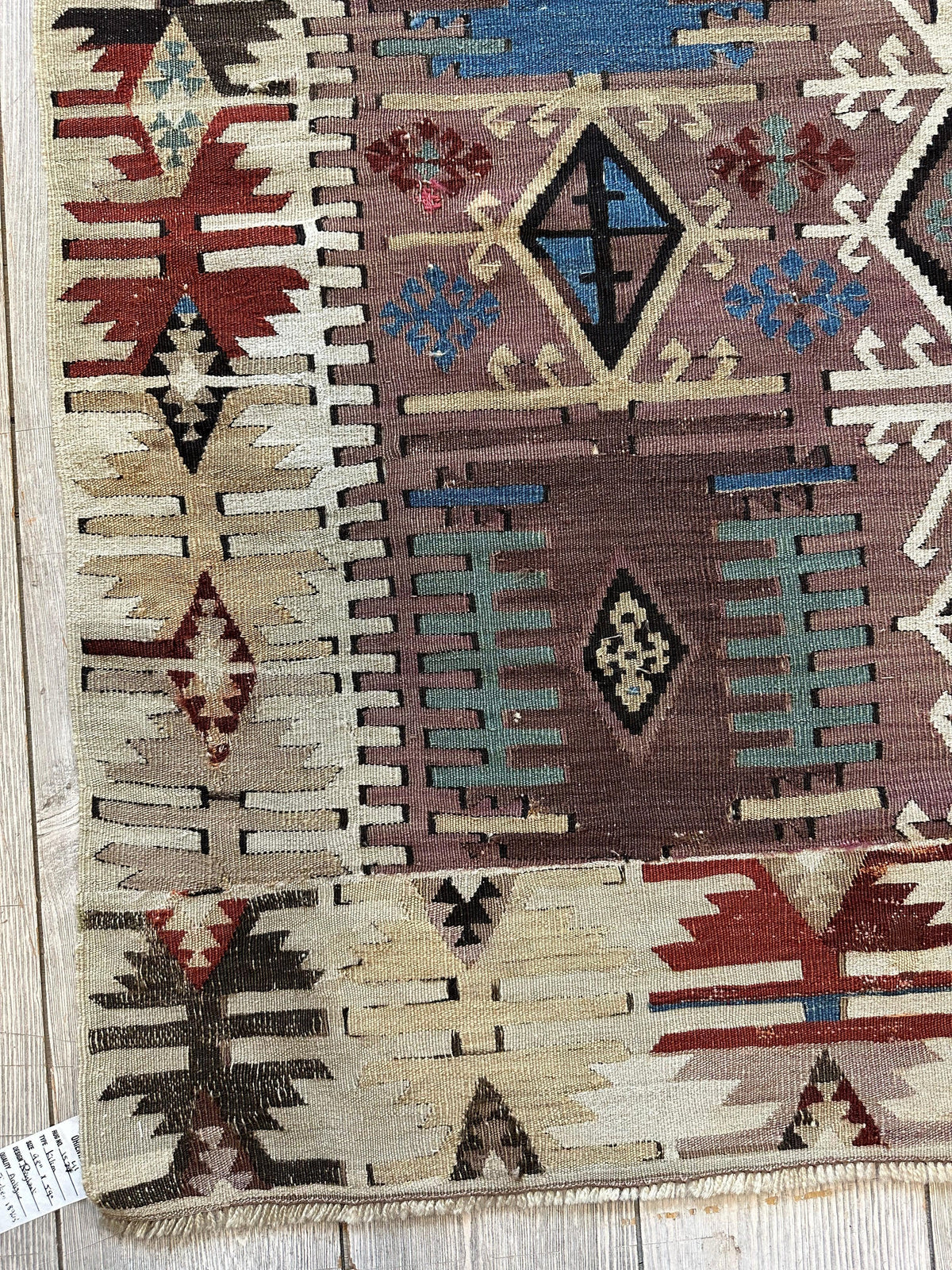 Antique Turkish Reyhanli Kilim 5' x 8'3", Hand-Woven Wool, Red, view 16