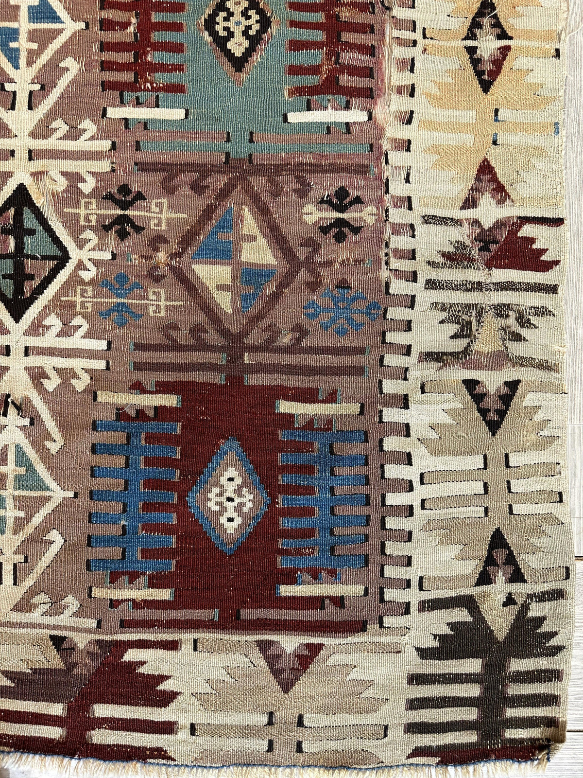 Antique Turkish Reyhanli Kilim 5' x 8'3", Hand-Woven Wool, Red, view 17