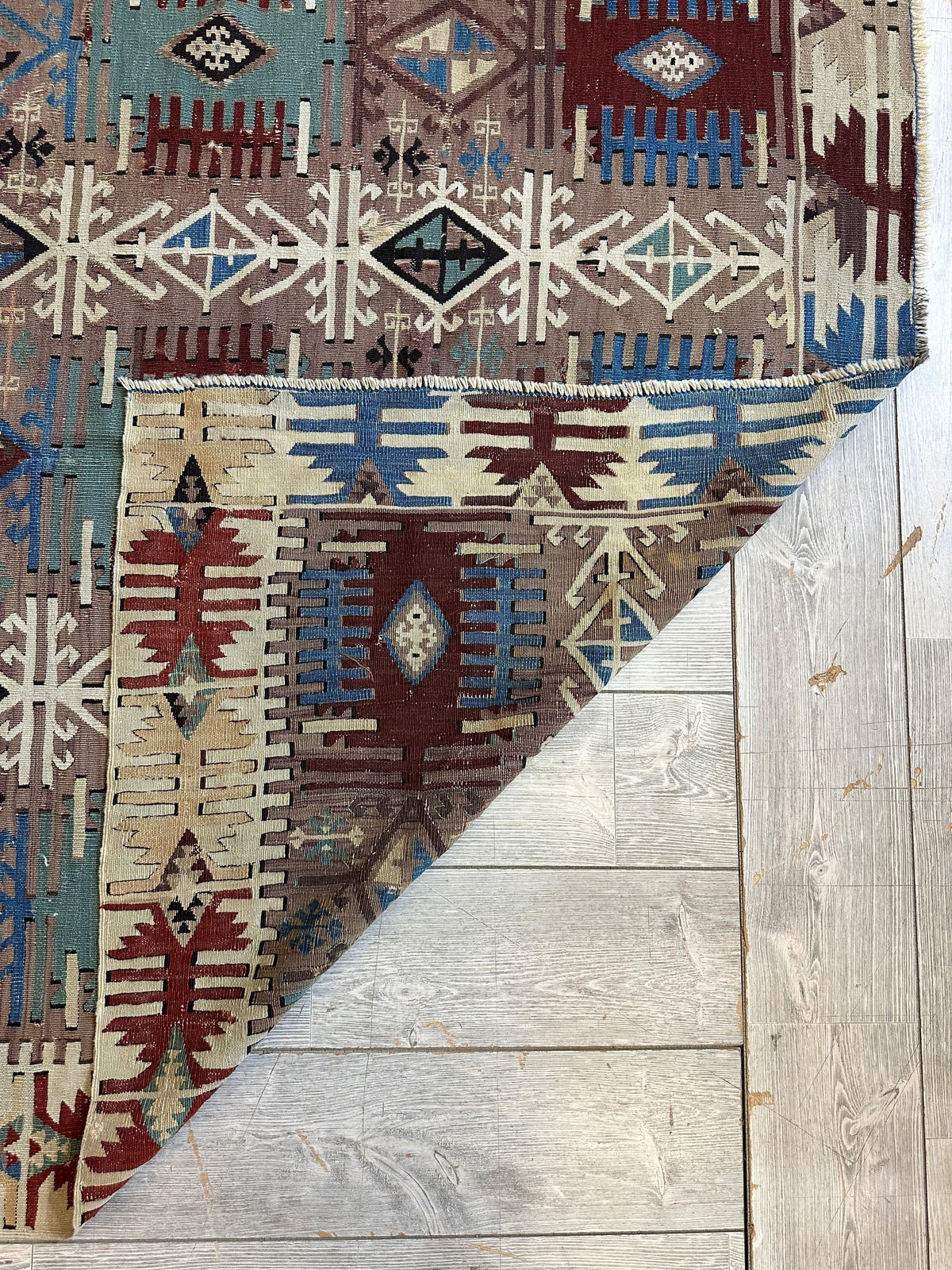 Antique Turkish Reyhanli Kilim 5' x 8'3", Hand-Woven Wool, Red, view 19