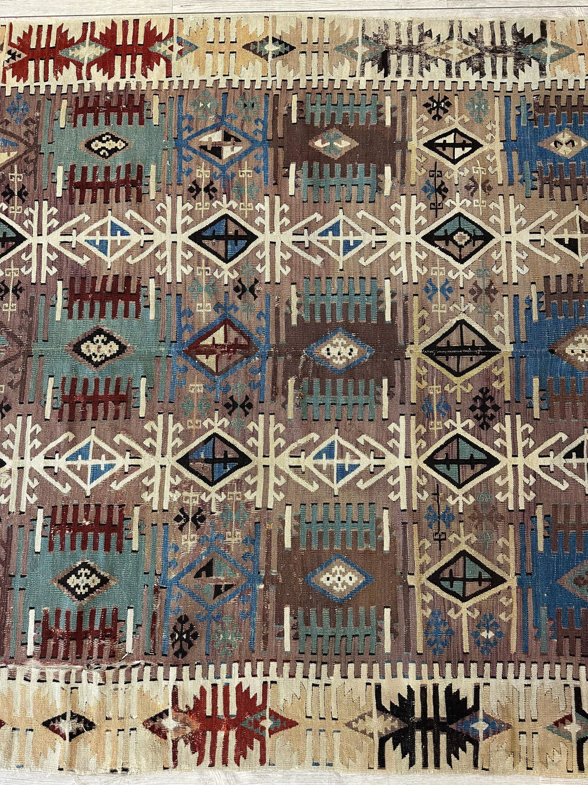 Antique Turkish Reyhanli Kilim 5' x 8'3", Hand-Woven Wool, Red, view 5