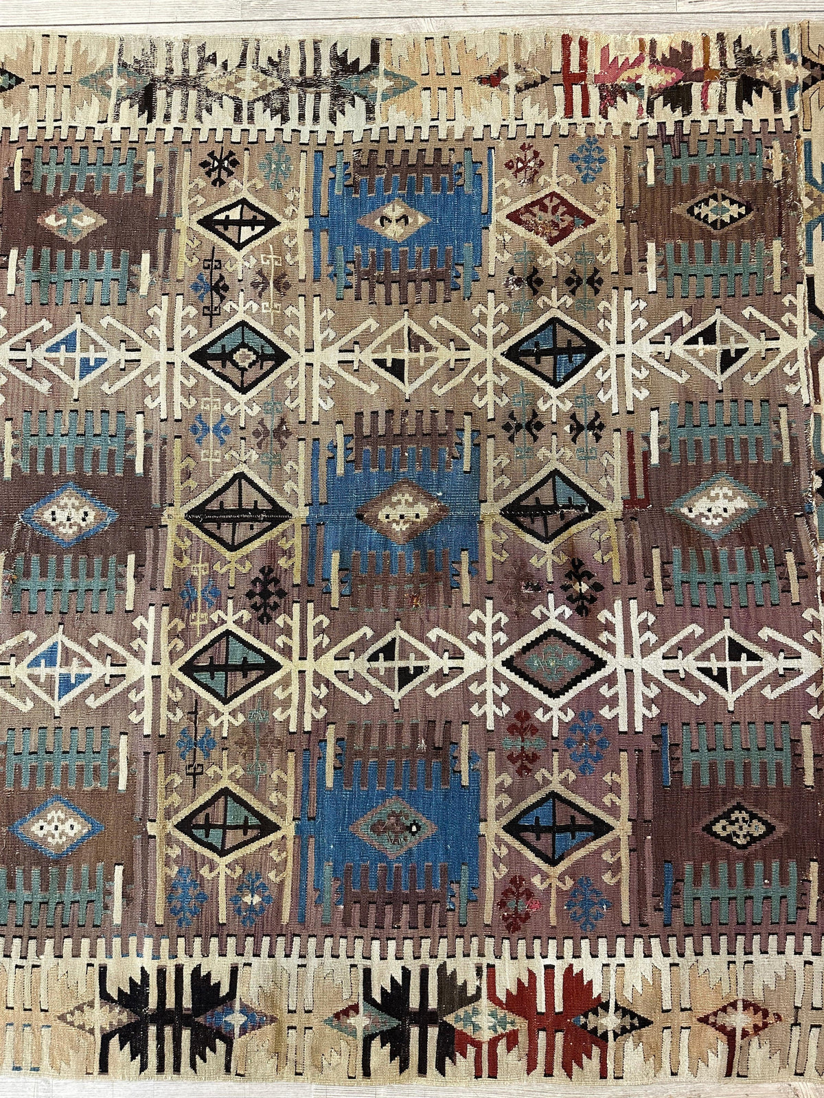 Antique Turkish Reyhanli Kilim 5' x 8'3", Hand-Woven Wool, Red, view 9