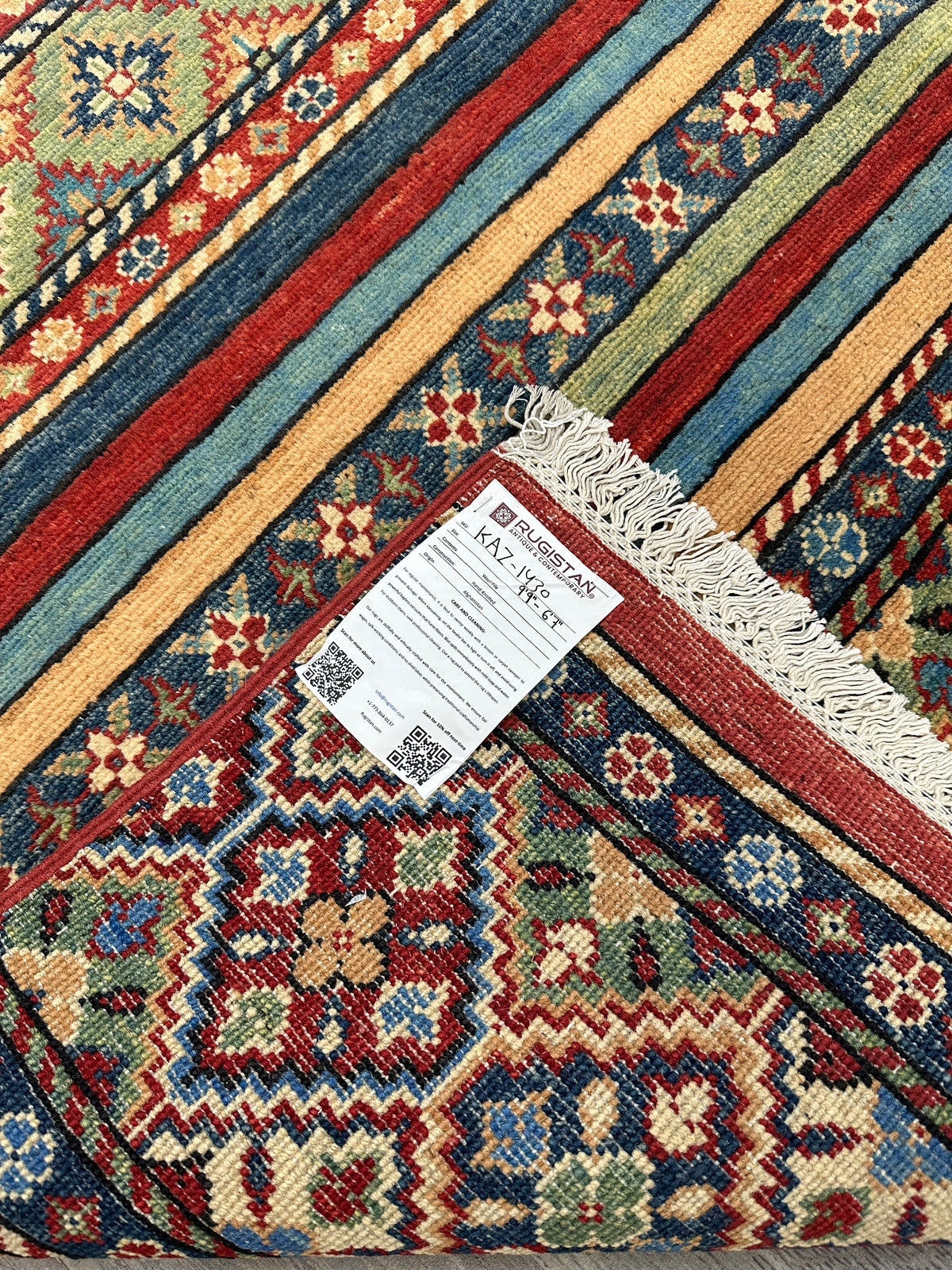 Afghan Khorjin Rug 6'7" x 9'9", Hand-Knotted Wool, view 6