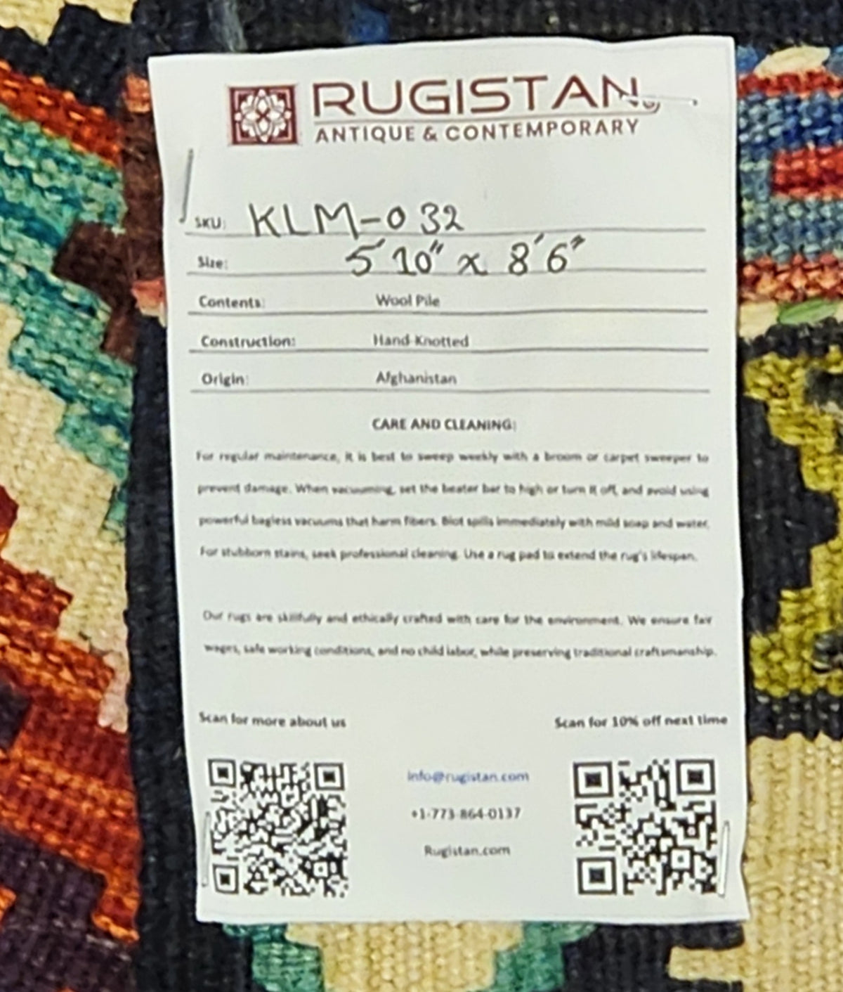 Afghan Kilim Rug 6x8, Ivory, Rust & Navy, Hand-Woven Wool Flatweave, view 4